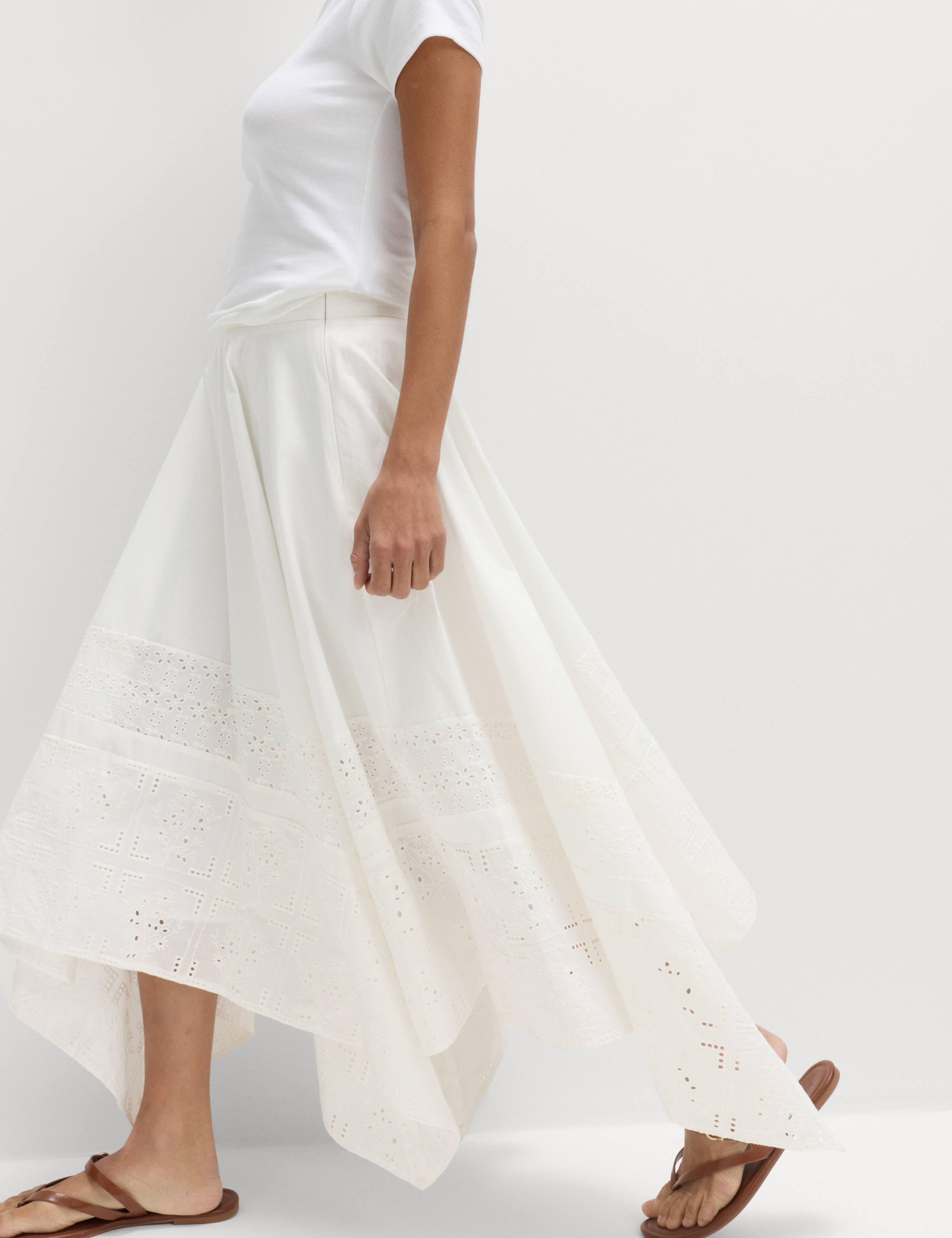 Pure Cotton Cutwork Detail Midaxi Skirt 3 of 6