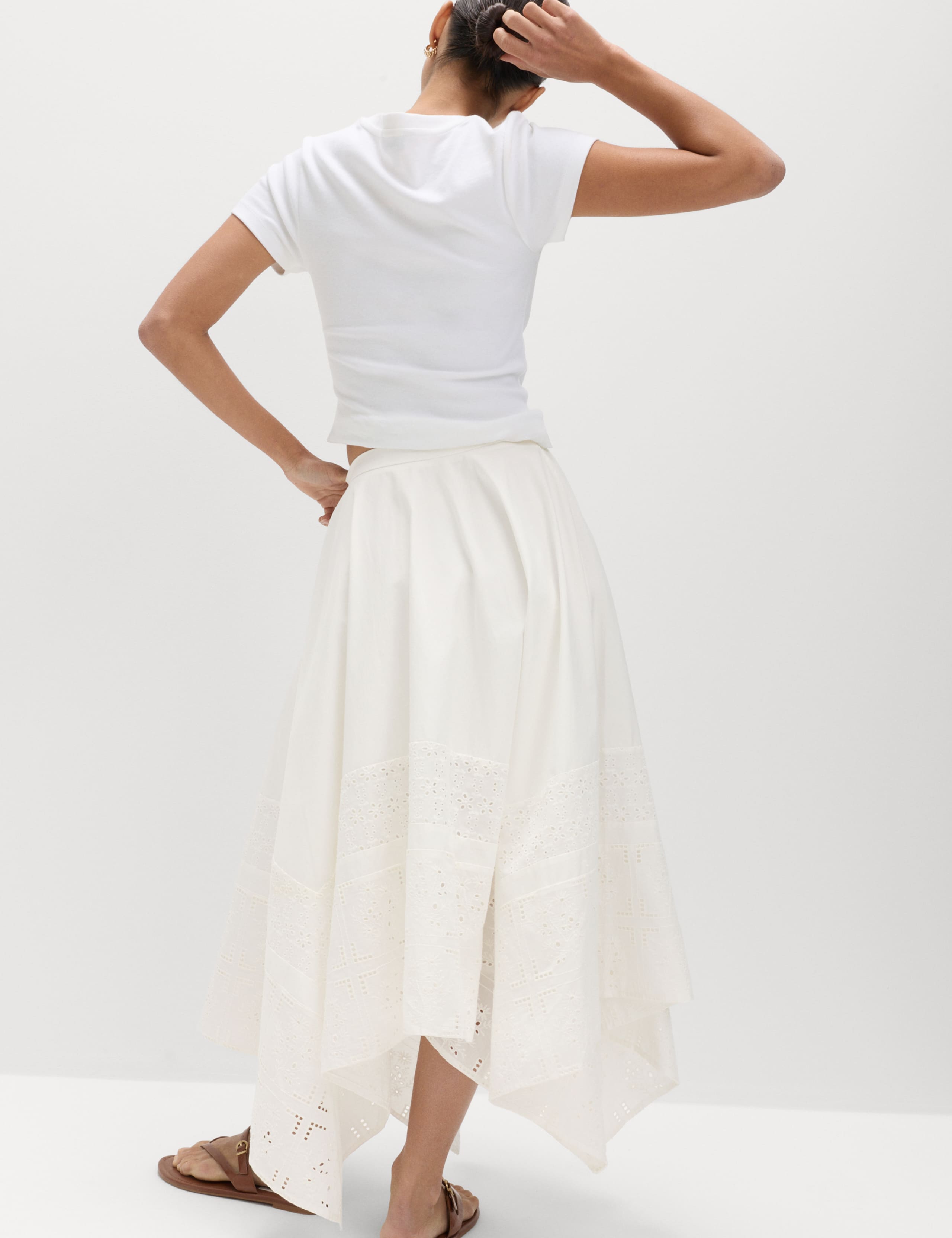 Pure Cotton Cutwork Detail Midaxi Skirt 4 of 6