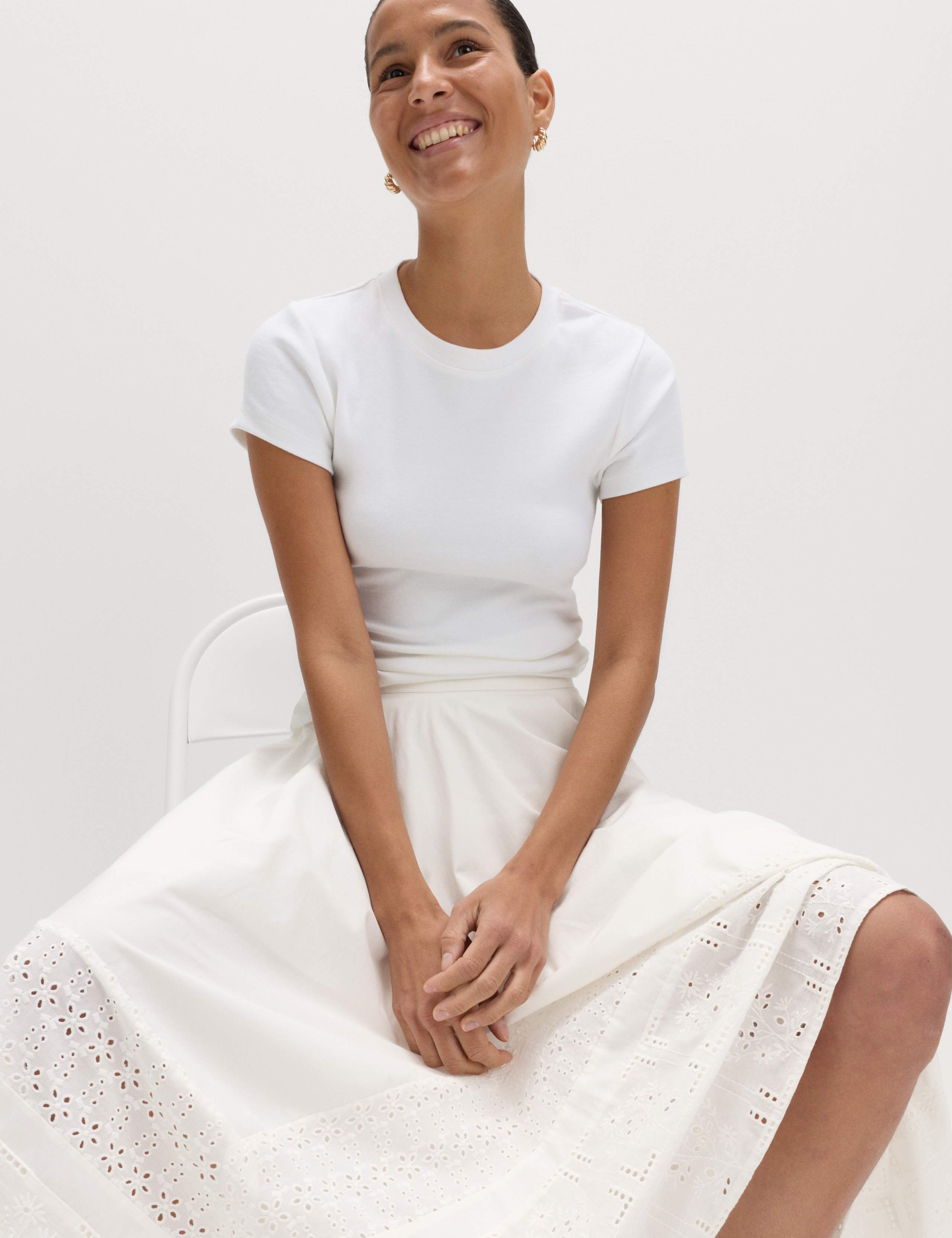 Pure Cotton Cutwork Detail Midaxi Skirt 5 of 6
