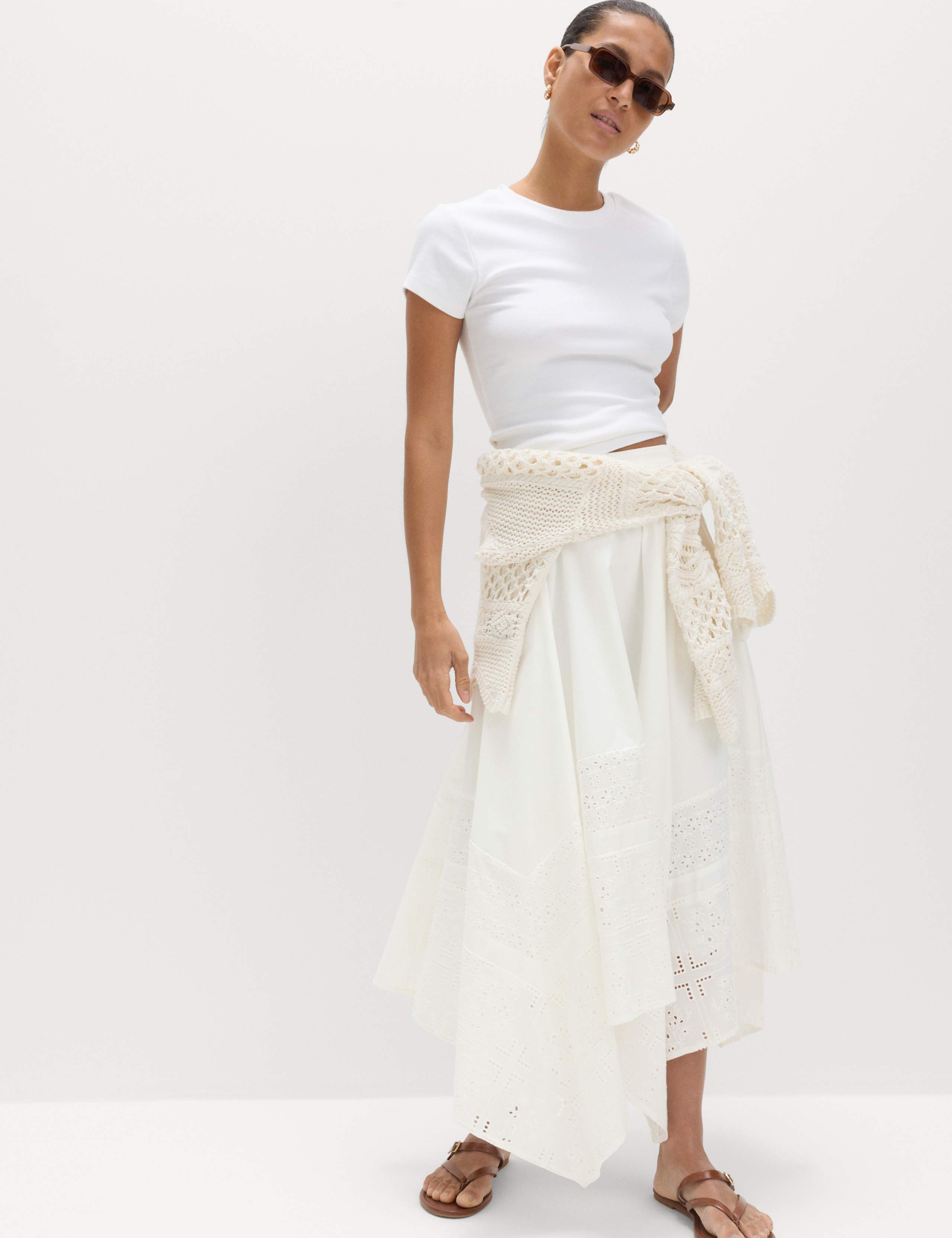 Pure Cotton Cutwork Detail Midaxi Skirt 6 of 6