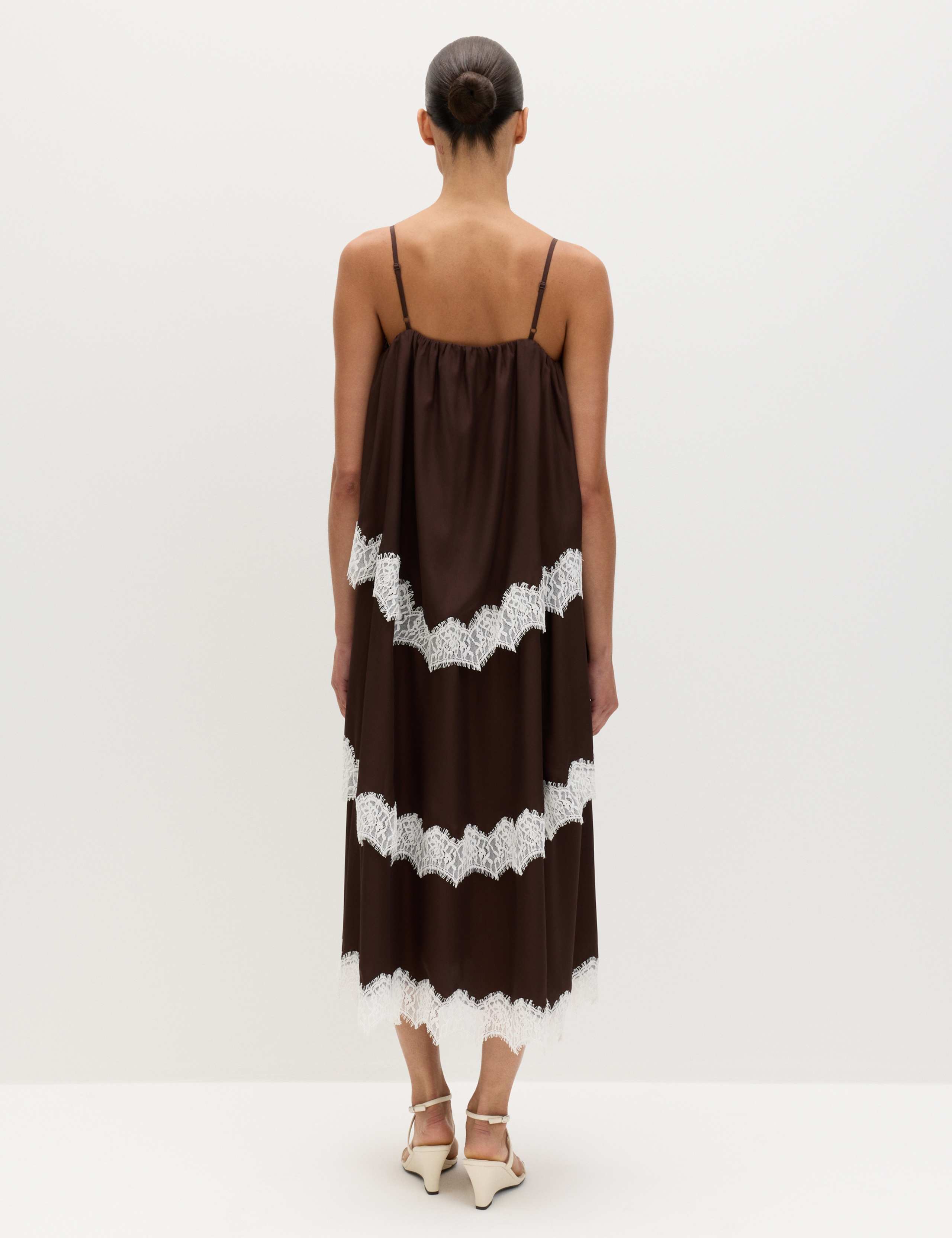 Lace Trim Strappy Midi Tiered Dress 4 of 8
