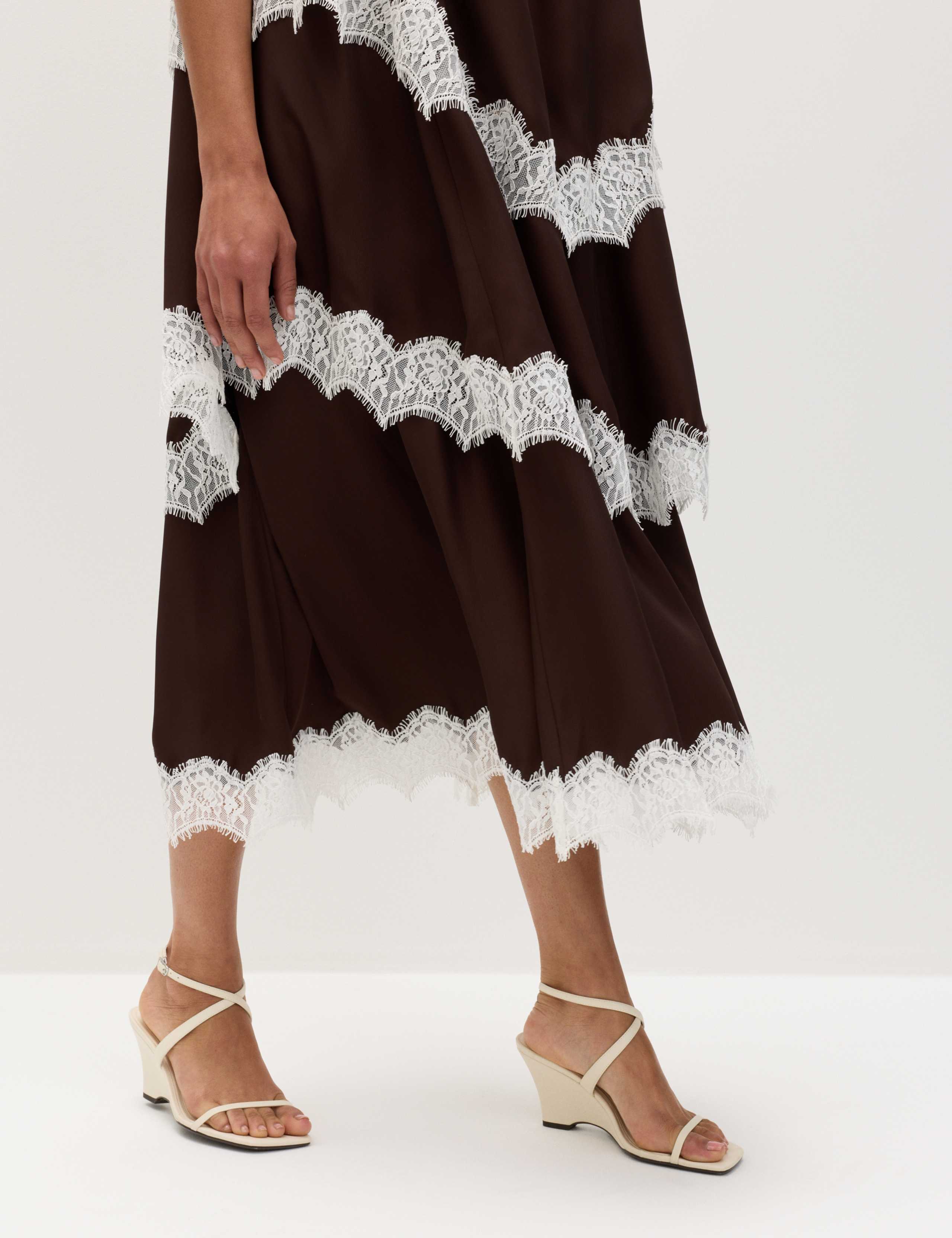 Lace Trim Strappy Midi Tiered Dress 7 of 8