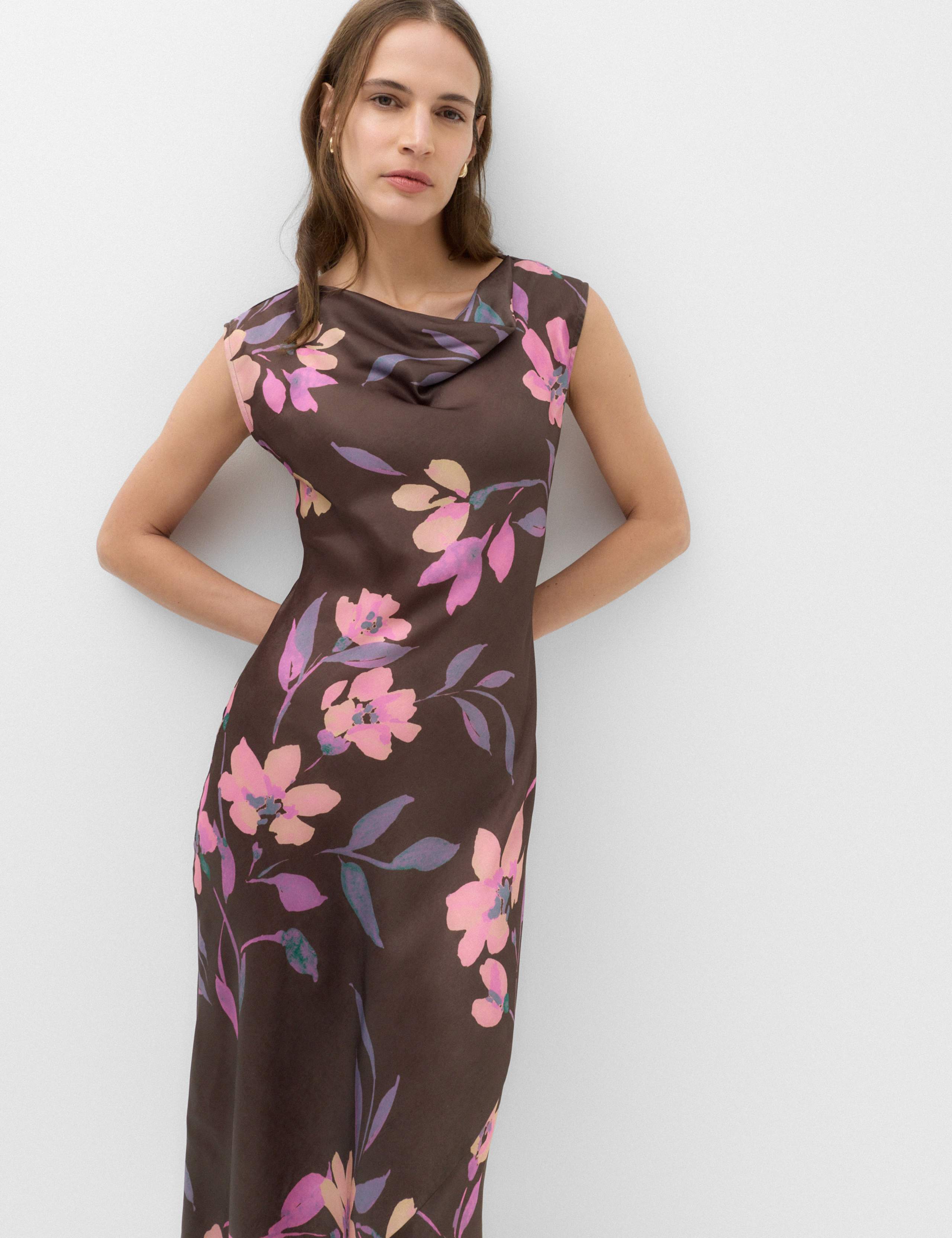 Satin Floral Cowl Neck Maxi Slip Dress 1 of 6