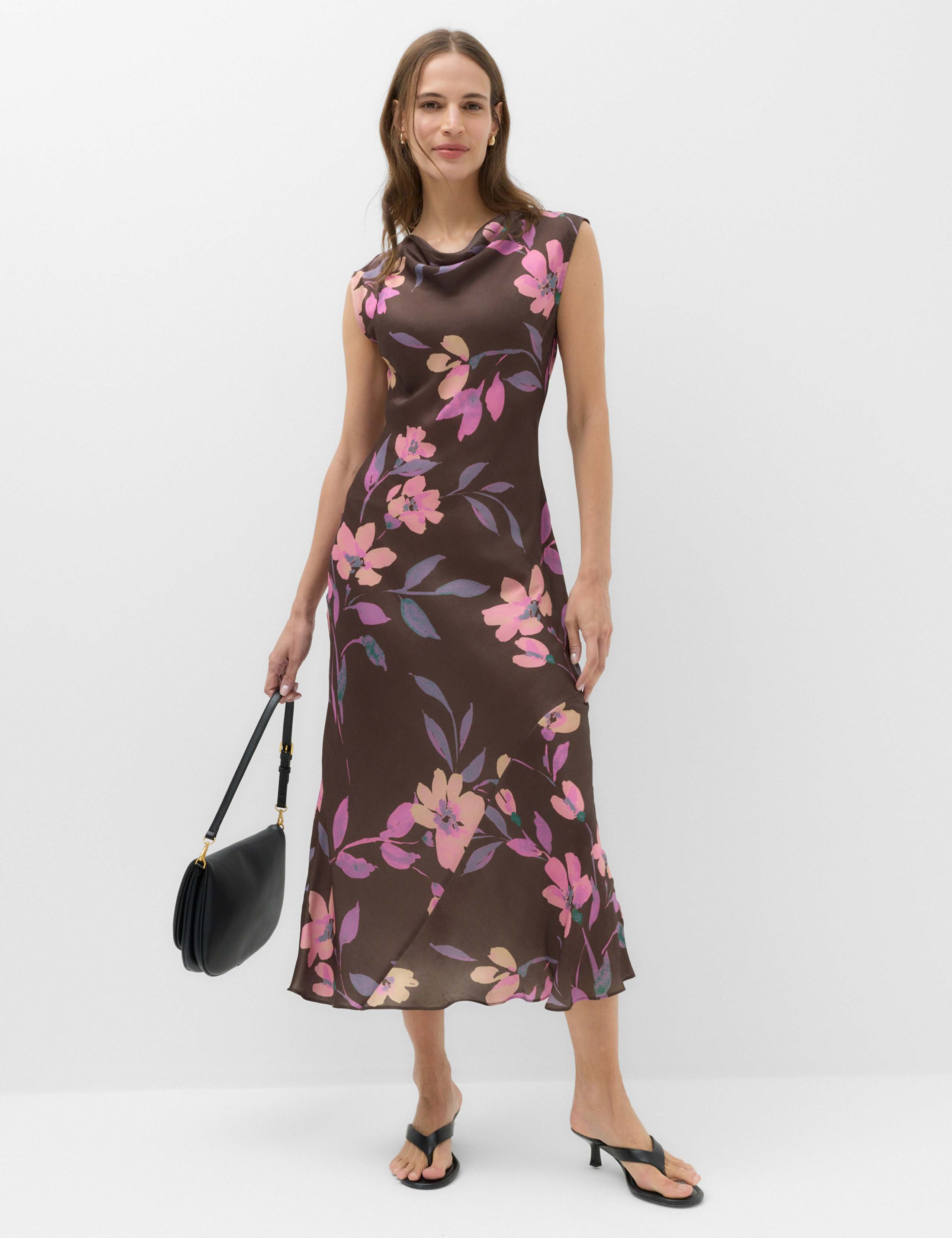 Satin Floral Cowl Neck Maxi Slip Dress 4 of 6