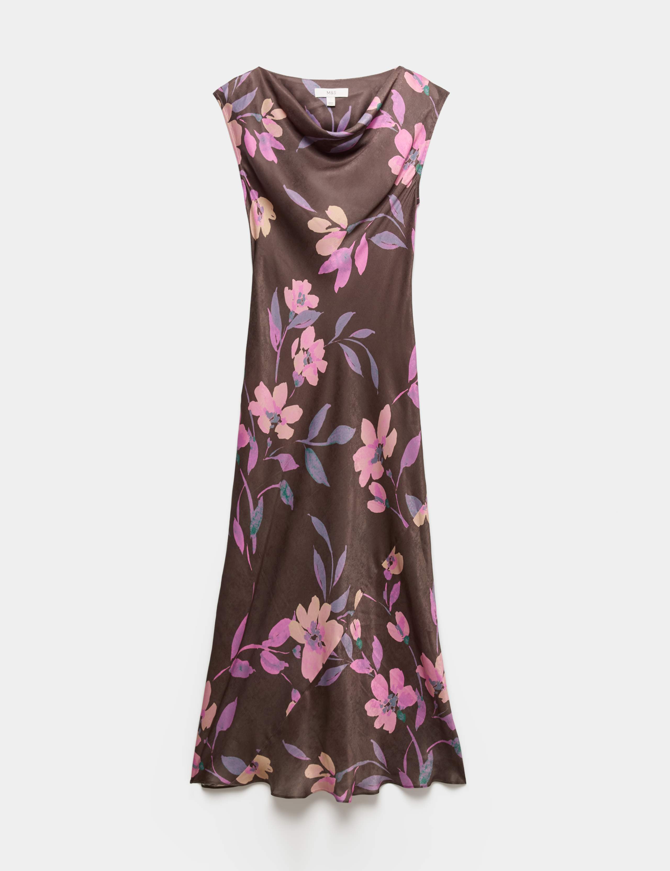 Satin Floral Cowl Neck Maxi Slip Dress 1 of 1