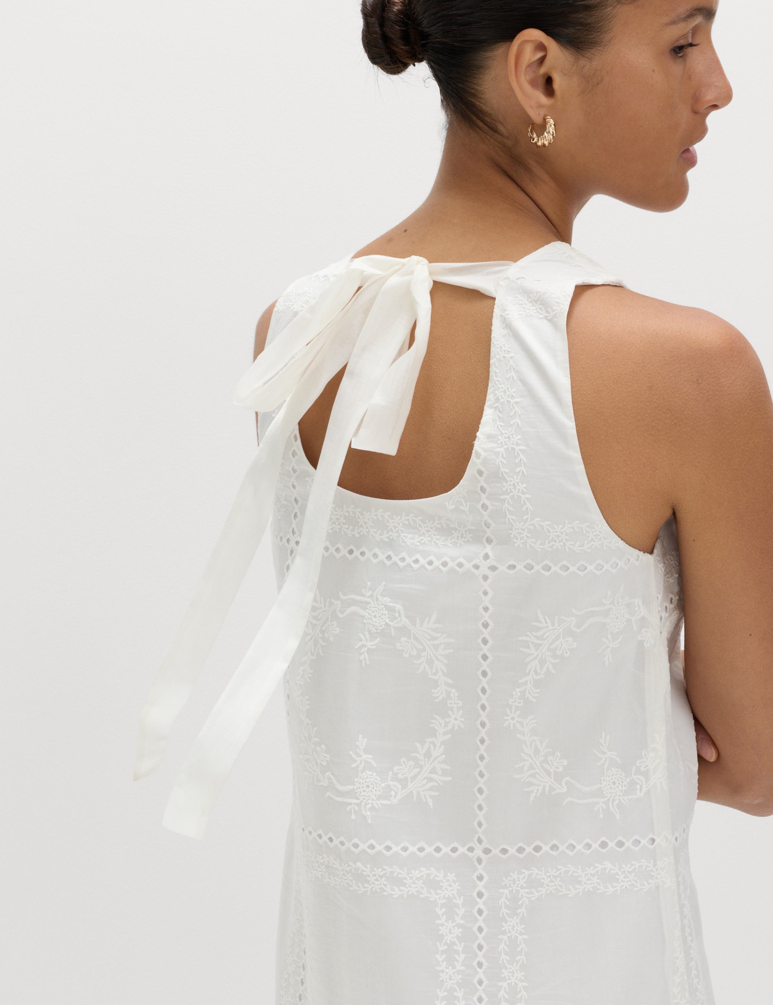 Lyocell Rich Broderie Midi Tiered Dress 3 of 7
