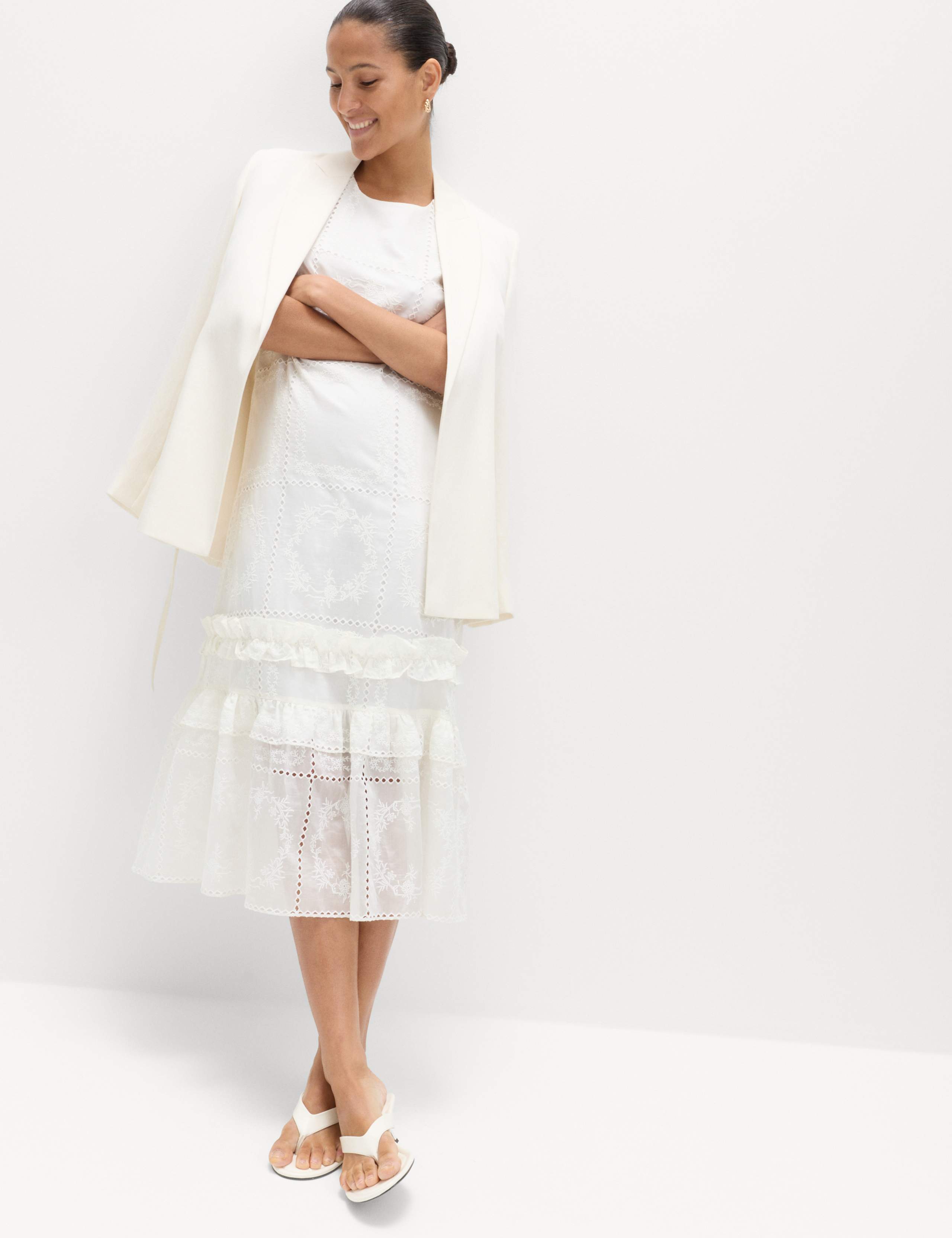 Lyocell Rich Broderie Midi Tiered Dress 7 of 7