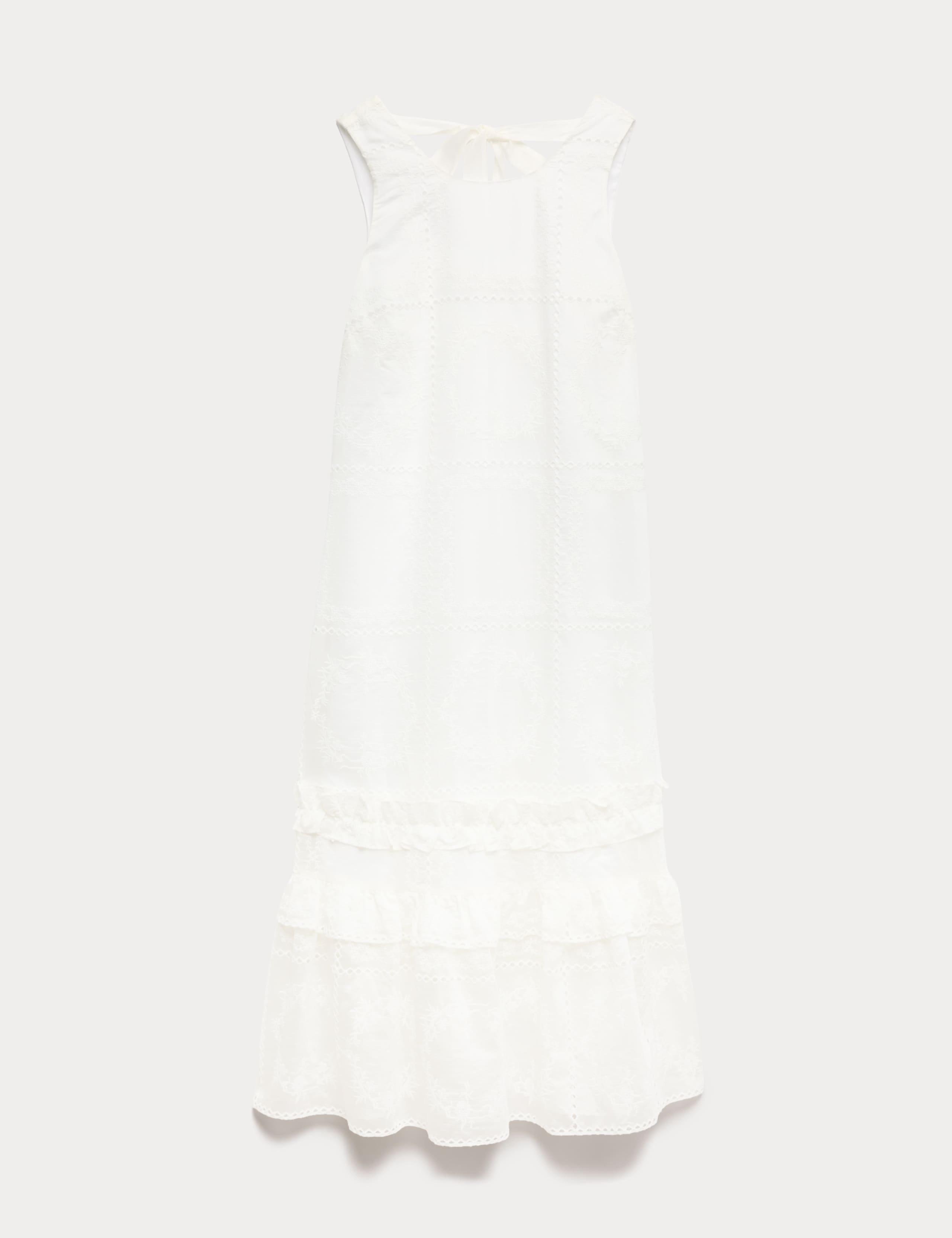 Lyocell Rich Broderie Midi Tiered Dress 2 of 7