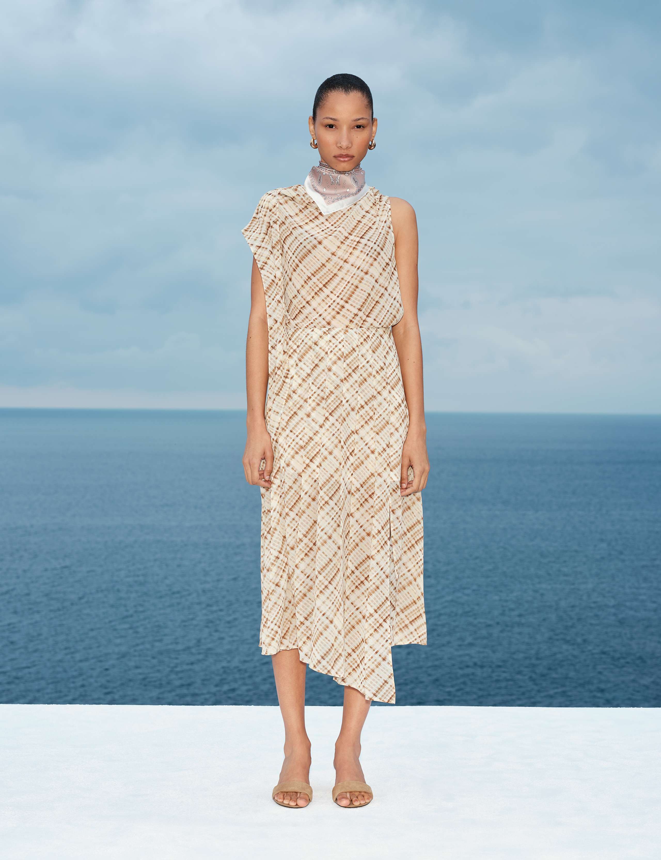 Chiffon Checked Midi A-Line Skirt 1 of 6