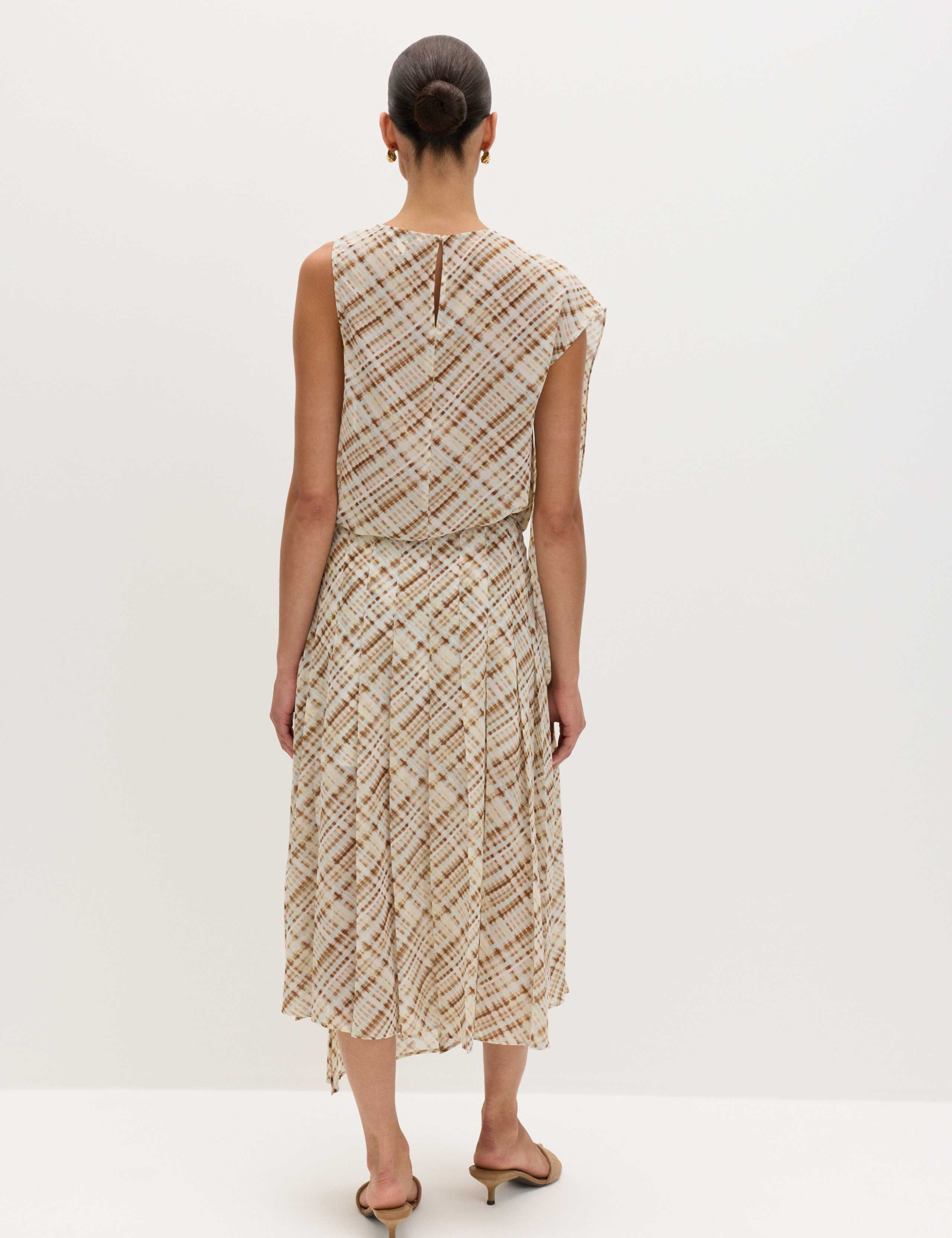 Chiffon Checked Midi A-Line Skirt 4 of 6