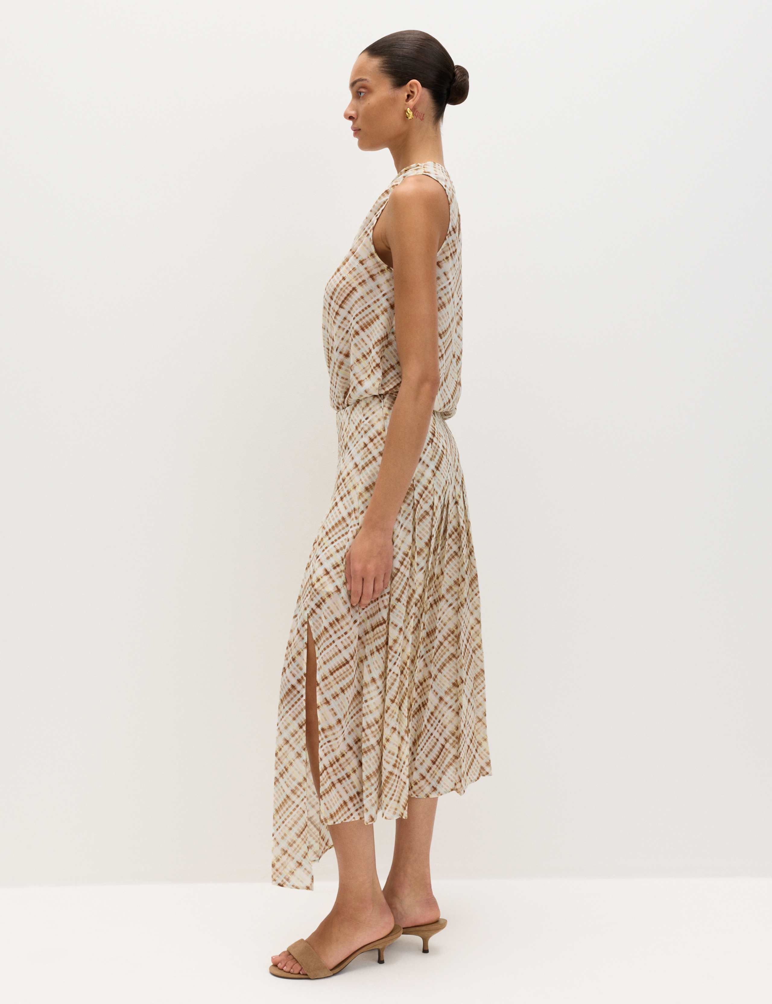Chiffon Checked Midi A-Line Skirt 6 of 6