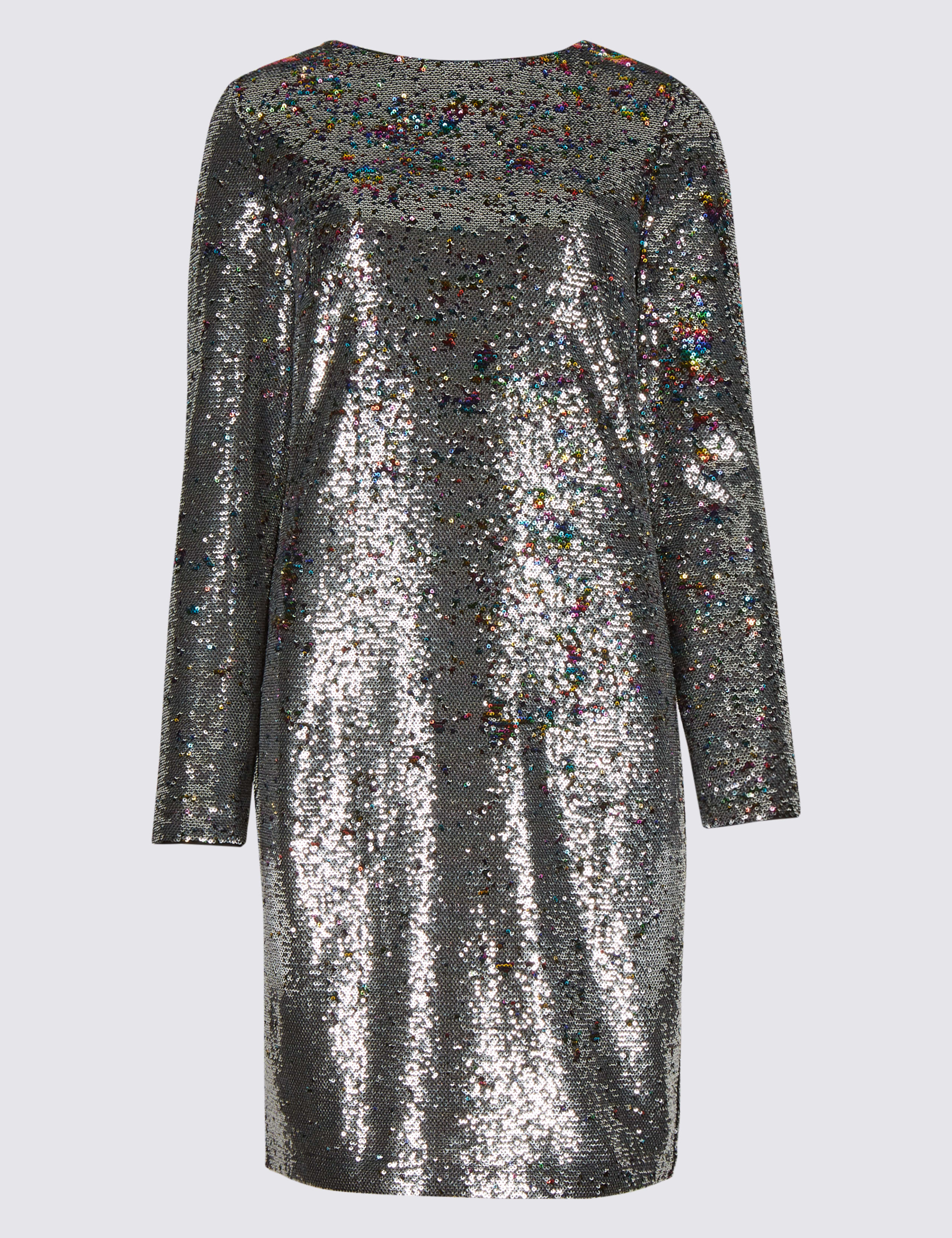 Sequin Long Sleeve Shift Dress 2 of 5