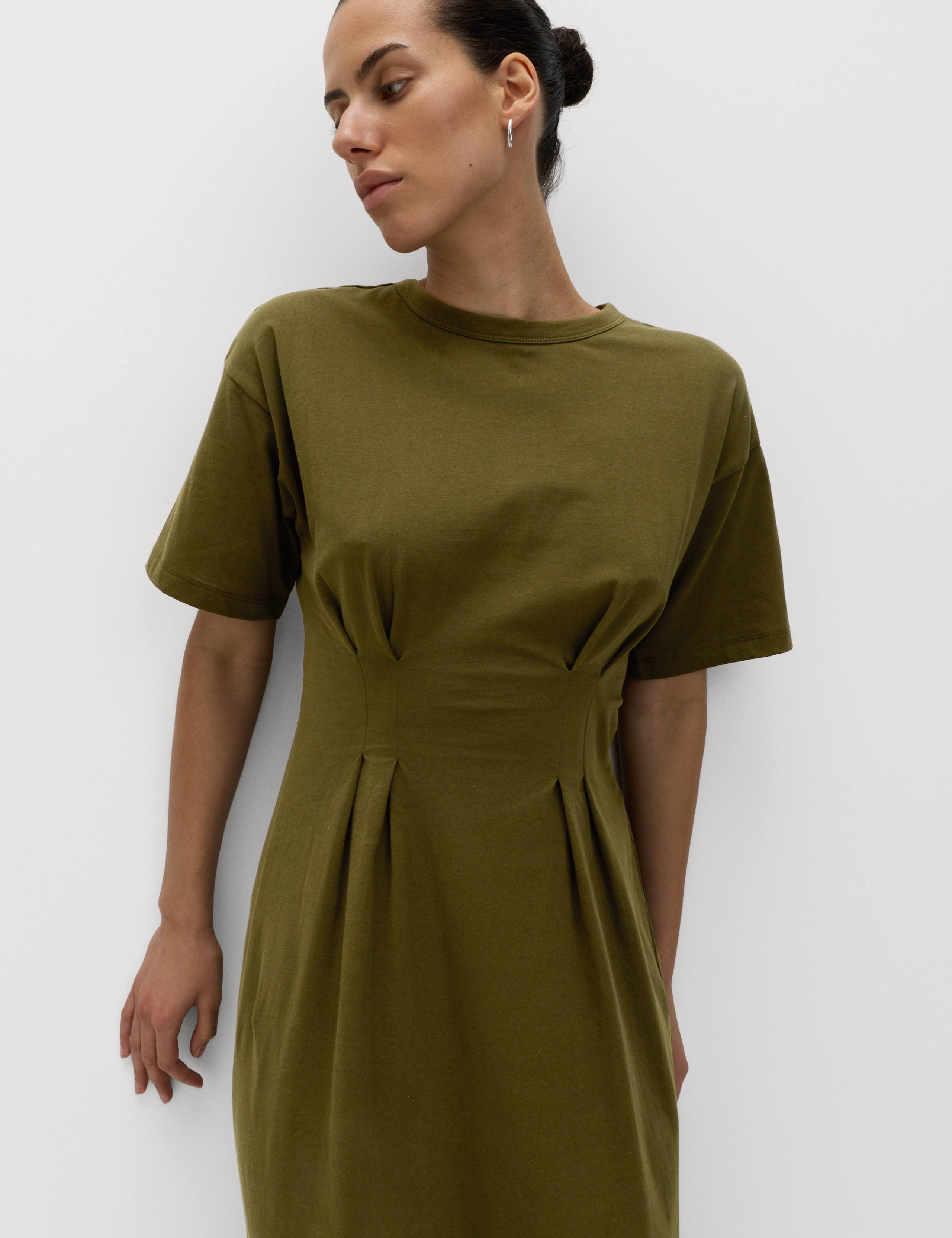 Pure Cotton Waisted Midi T-Shirt Dress 3 of 5
