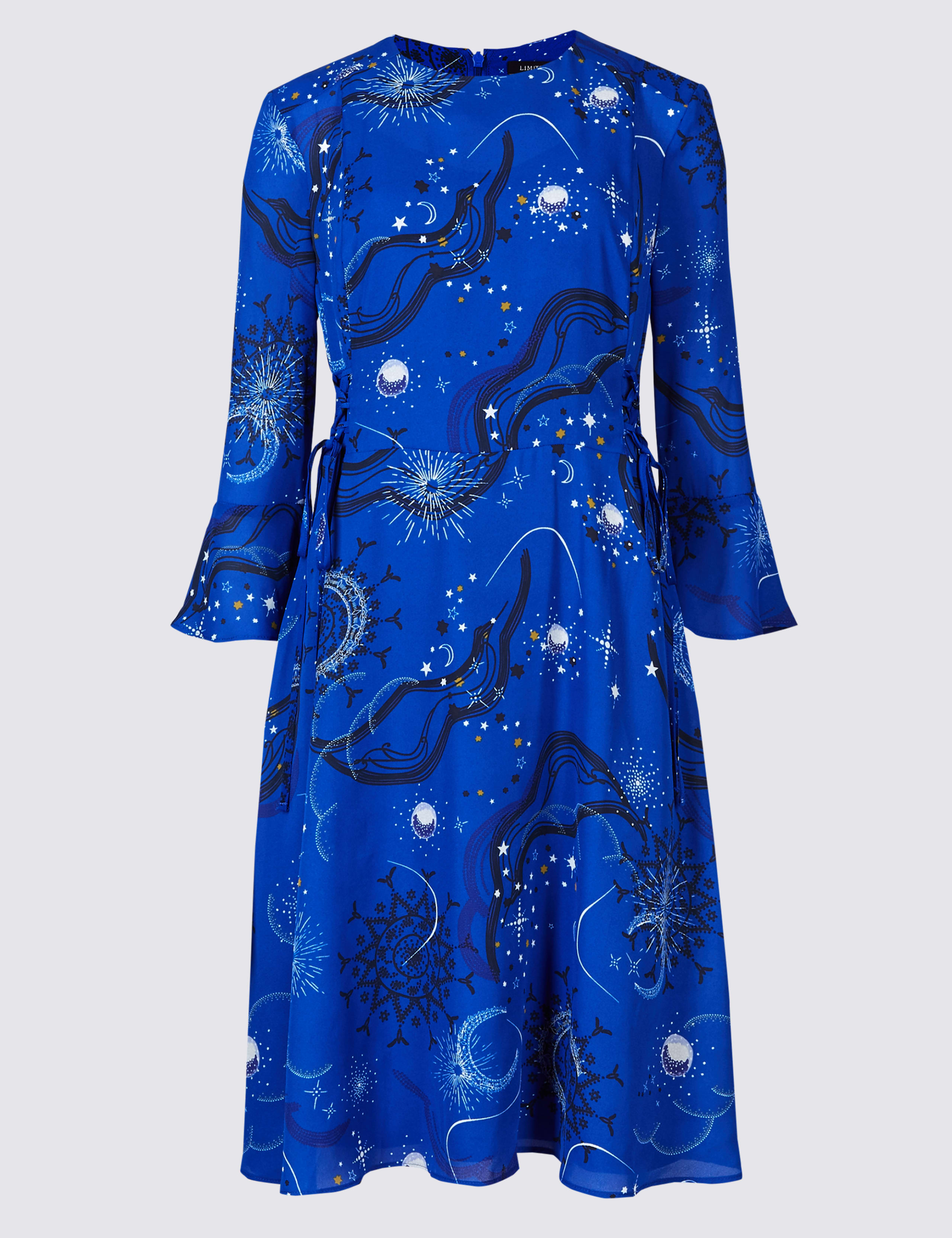 Printed Tie Side Flared Sleeve Midi Dress 2 of 5