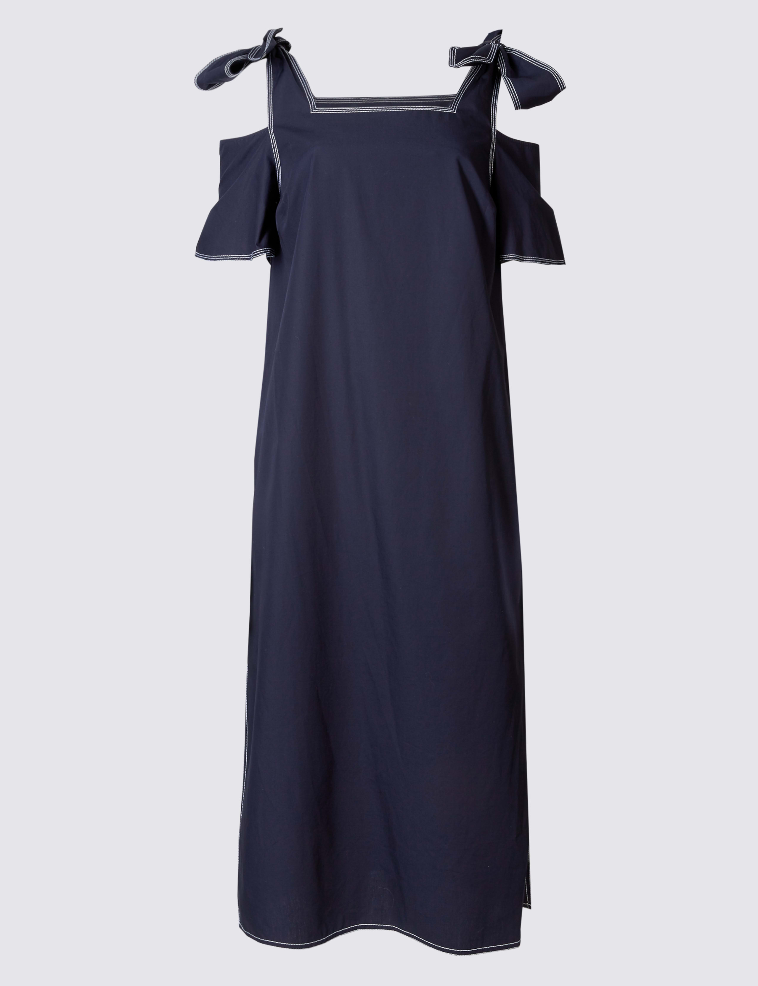 Pure Cotton Cold Shoulder Midi Dress 2 of 5