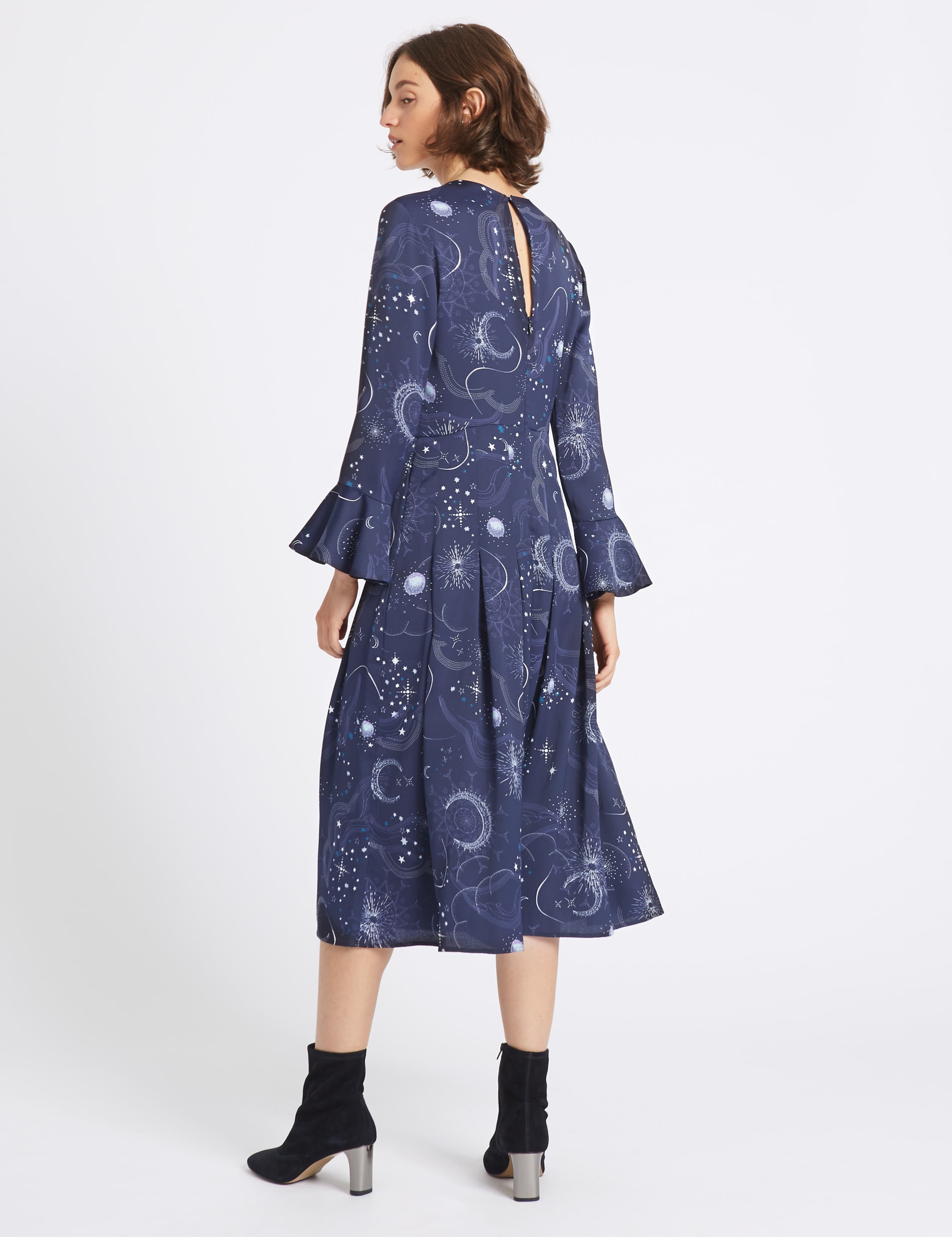 Constellation Print Long Sleeve Midi Dress 4 of 5