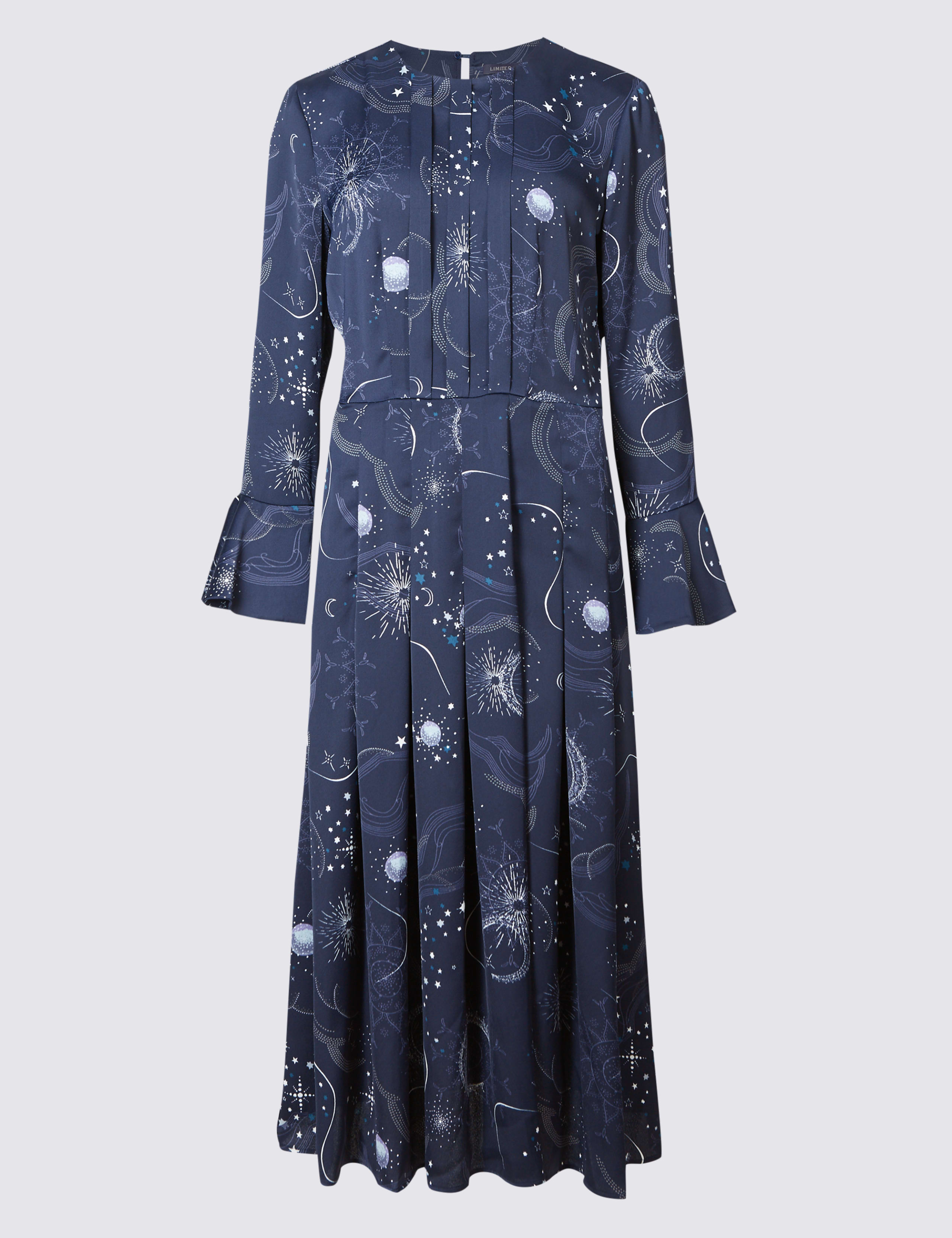 Constellation Print Long Sleeve Midi Dress 2 of 5
