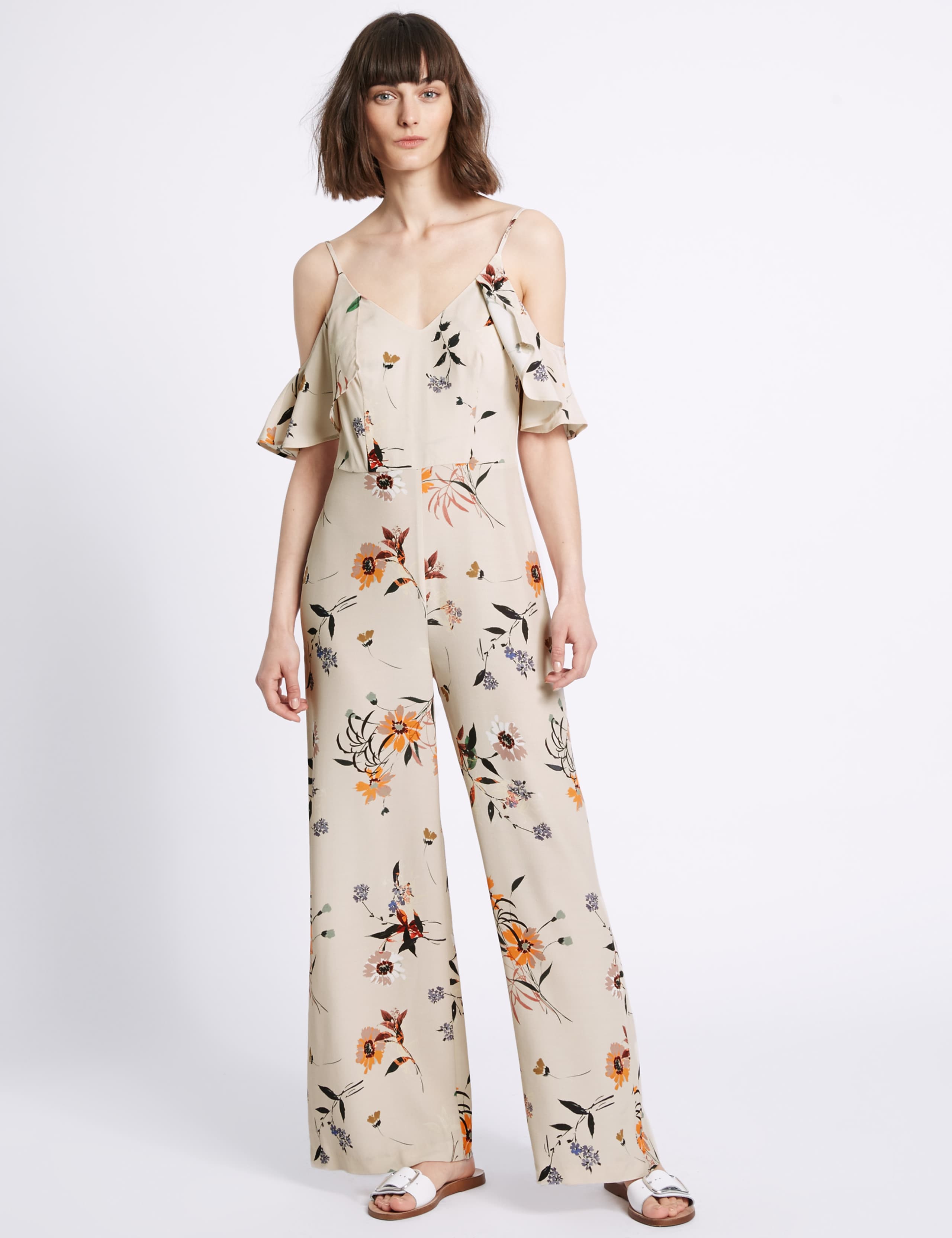 Floral Print Ruffle Sleeve Jumpsuit | Limited Edition | M&S