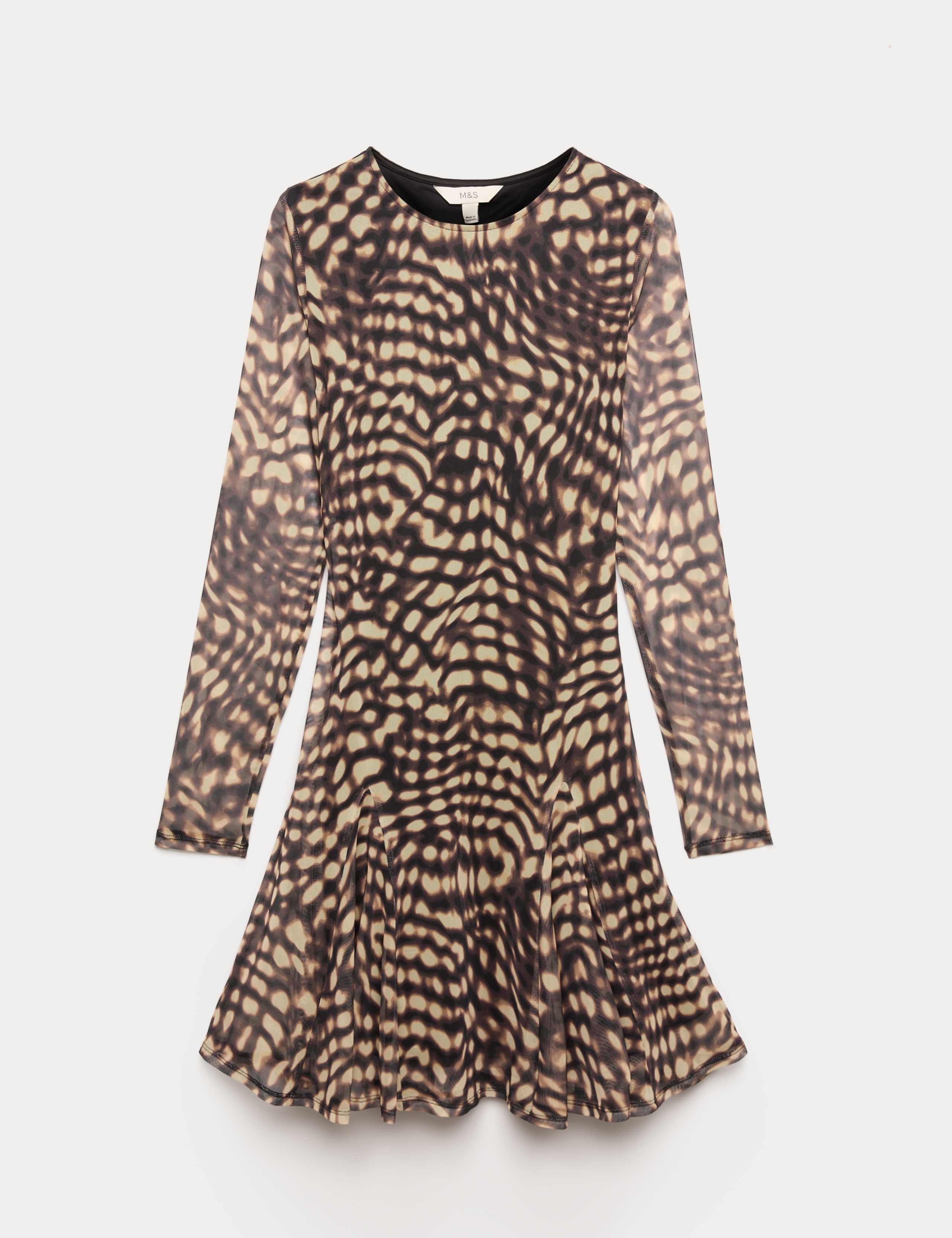 Mesh Animal Print Mini Skater Dress 2 of 6