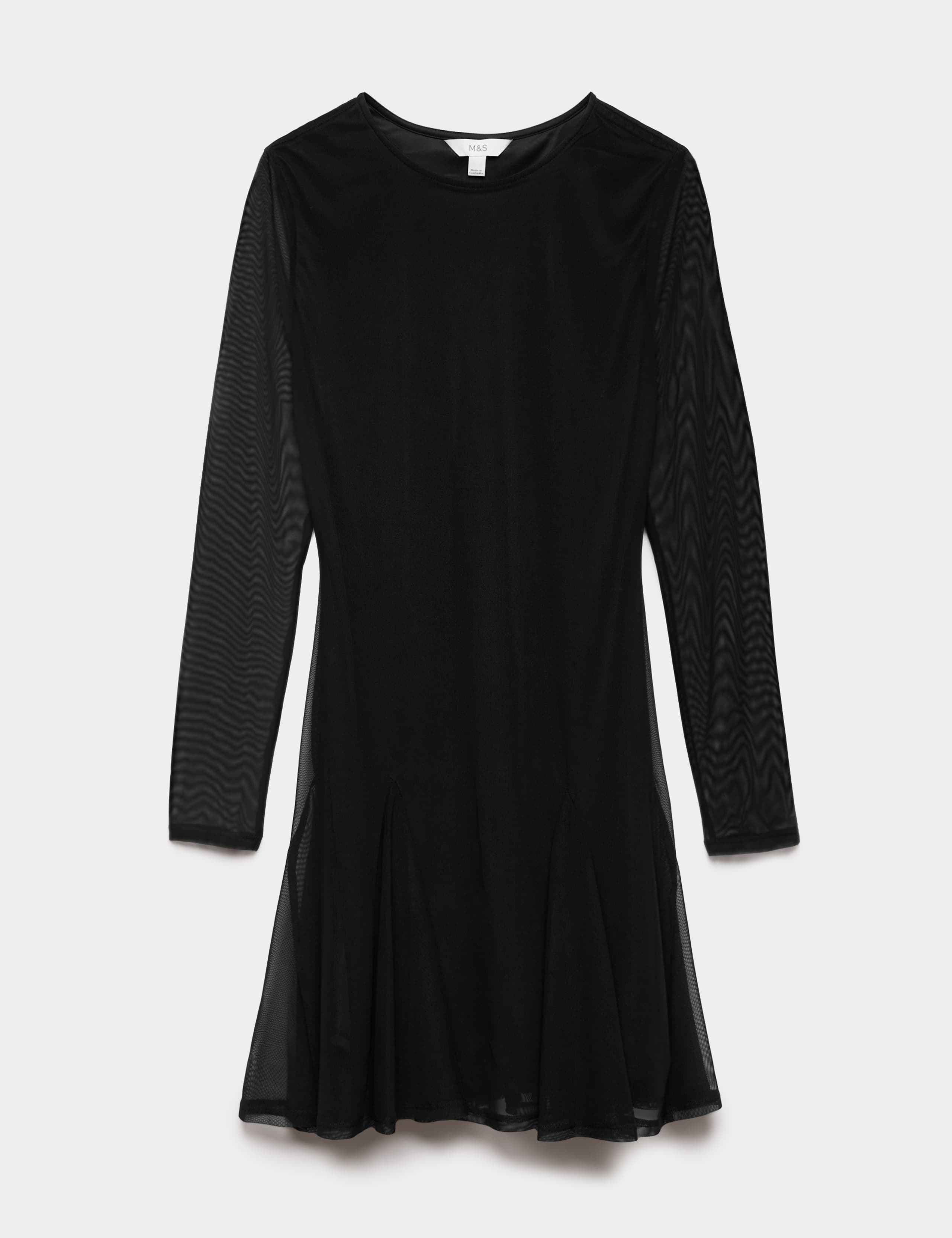 Mesh Round Neck Mini Skater Dress 2 of 6