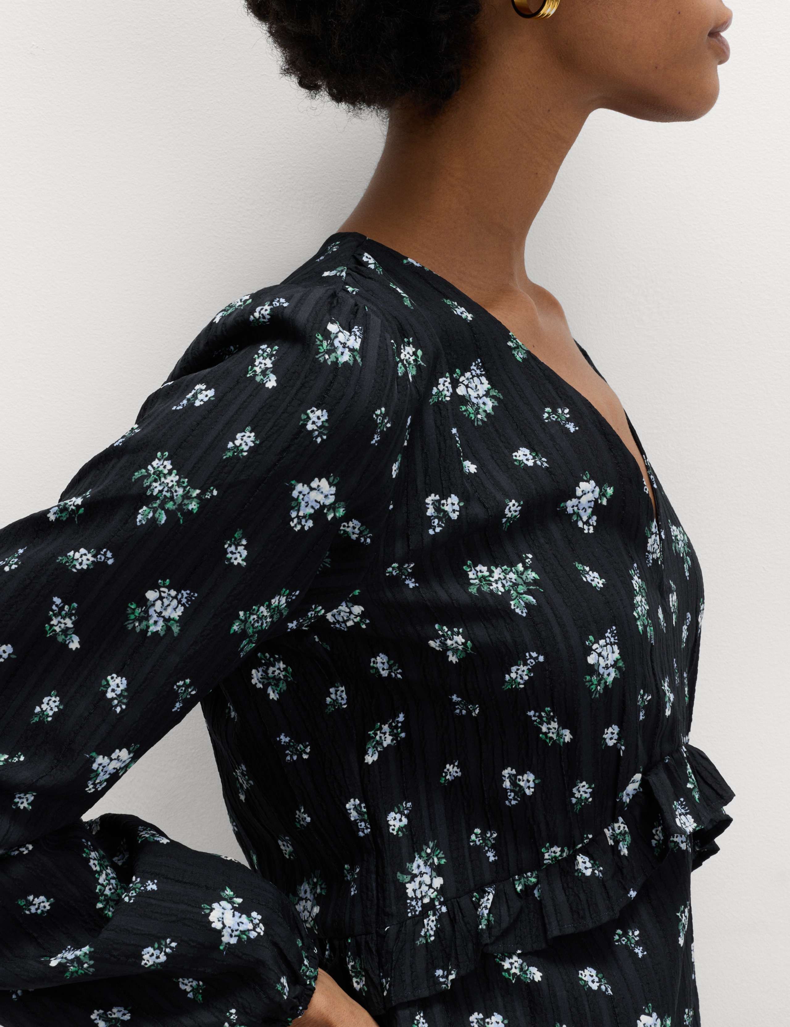 Floral Ruffle Mini Waisted Dress 3 of 6