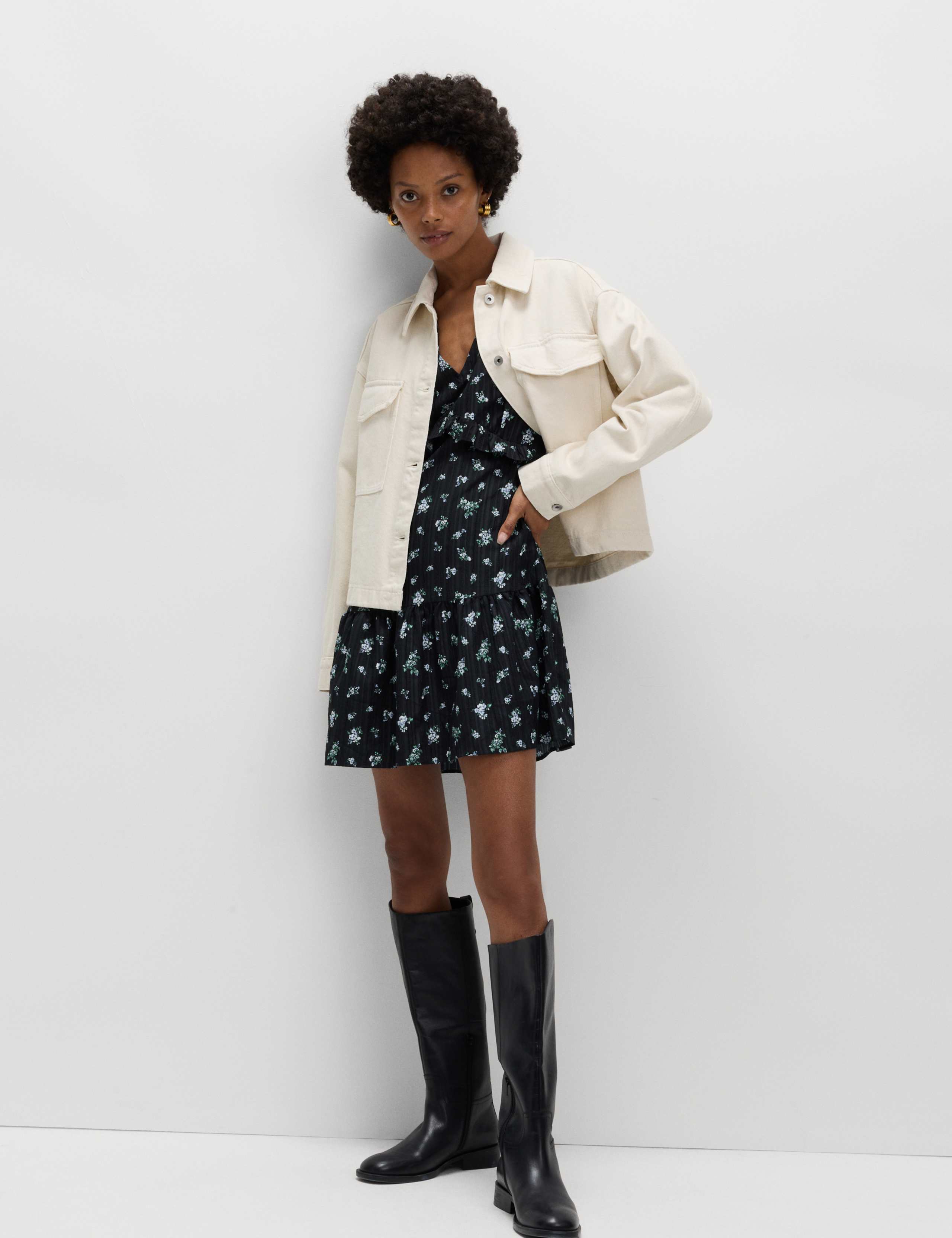 Floral Ruffle Mini Waisted Dress 4 of 6