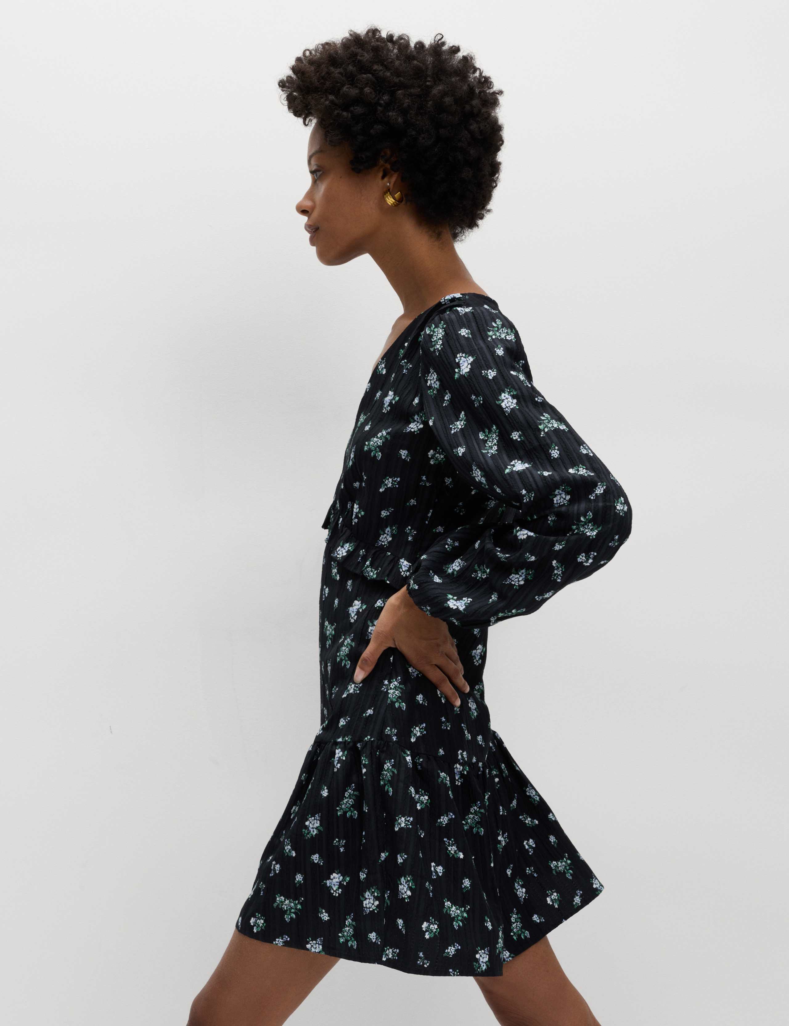 Floral Ruffle Mini Waisted Dress 5 of 6