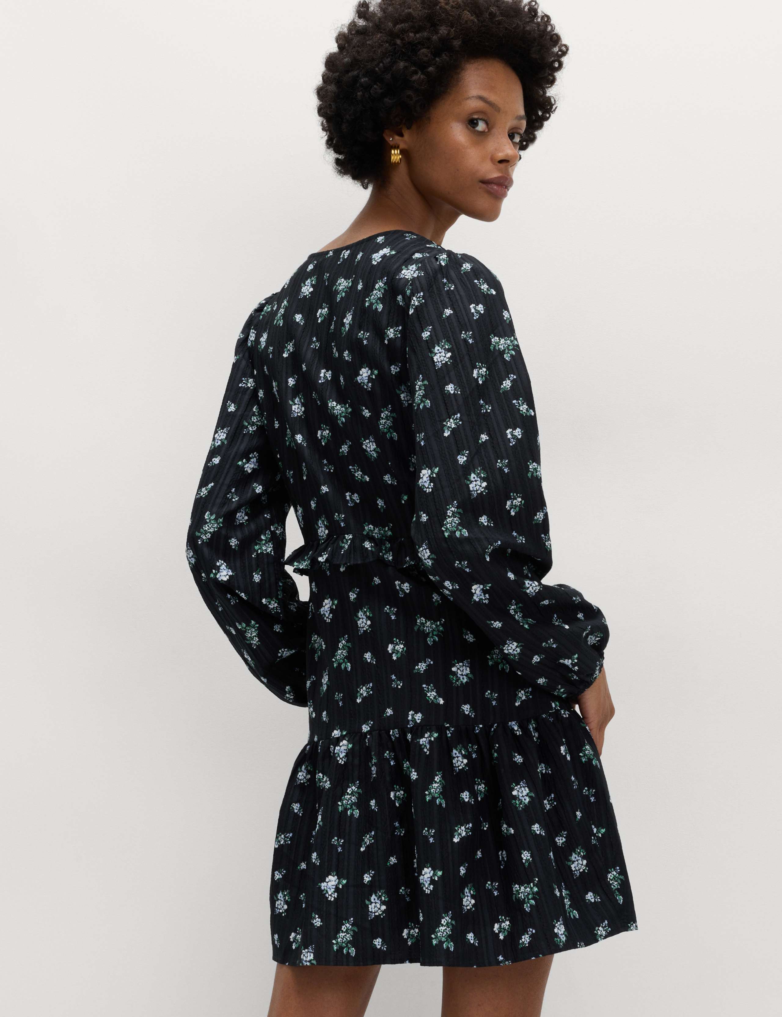 Floral Ruffle Mini Waisted Dress 6 of 6