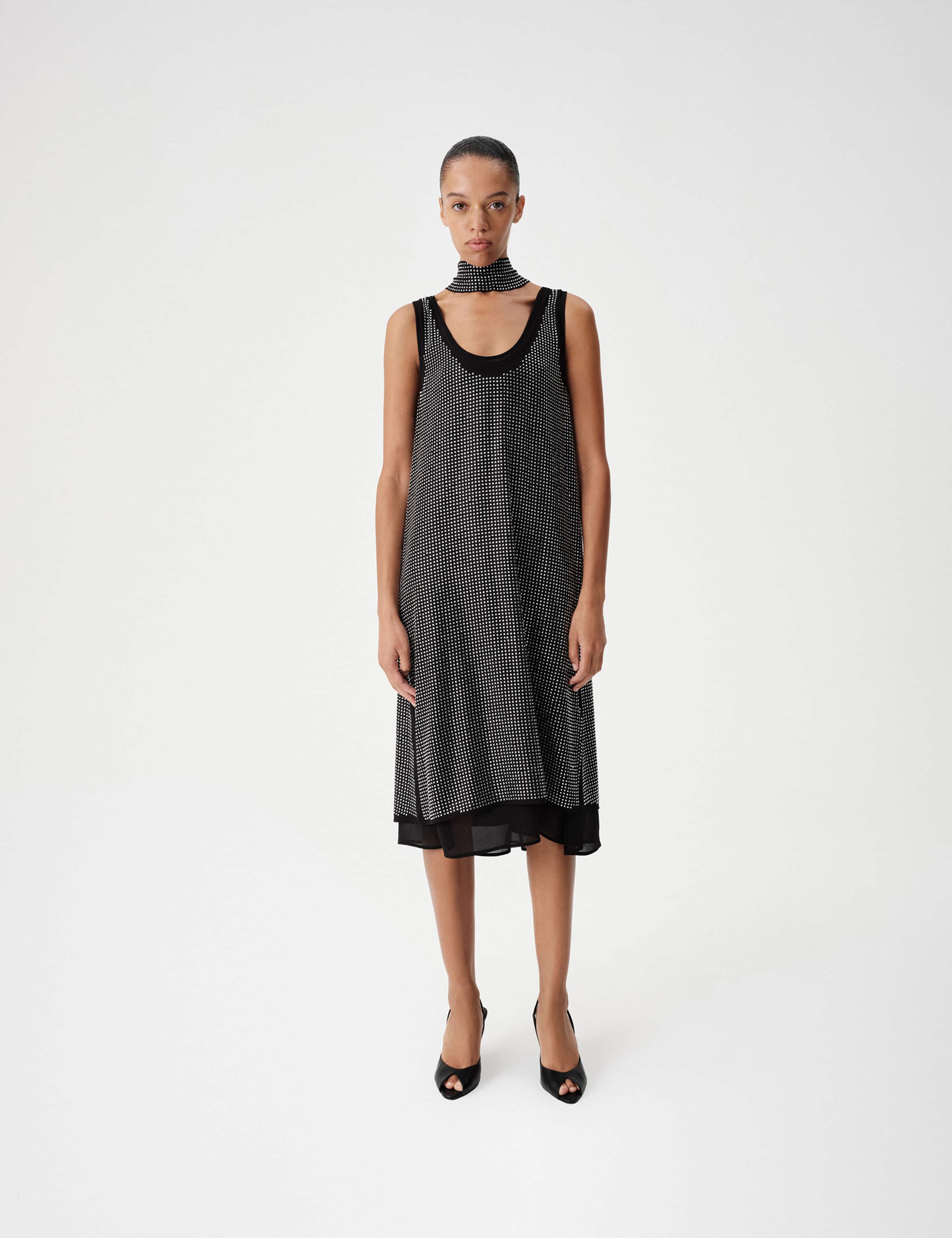 Embellished Scoop Neck Shift Midi Dress 1 of 6