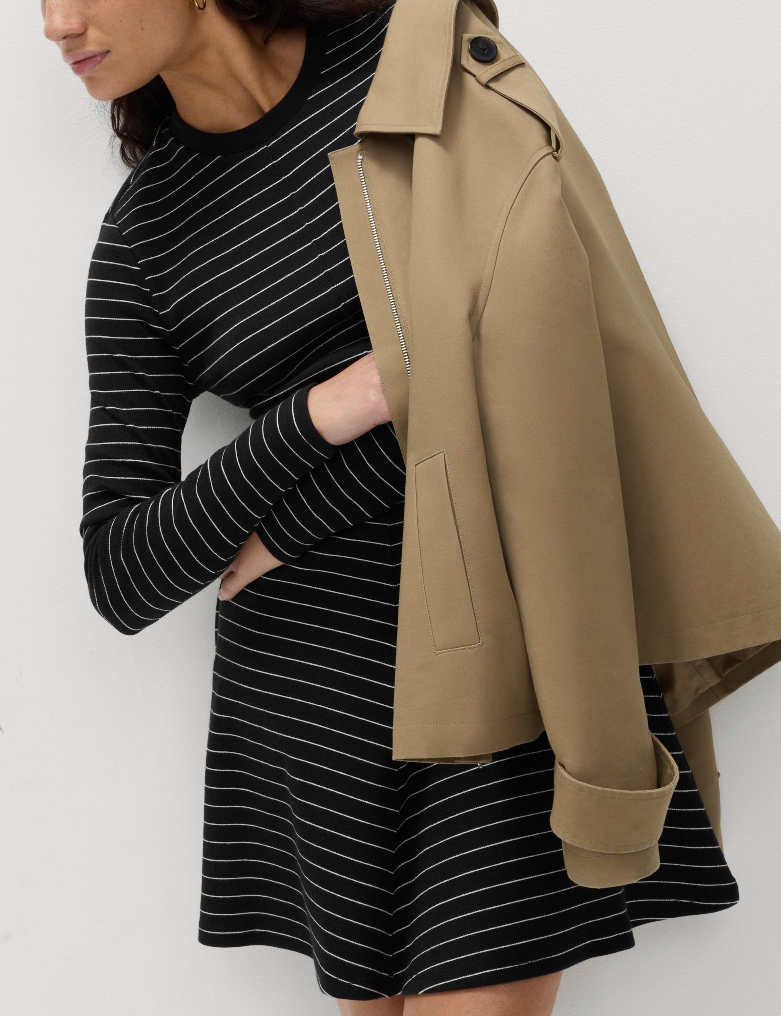 Cotton Rich Ribbed Mini Skater Dress 3 of 4