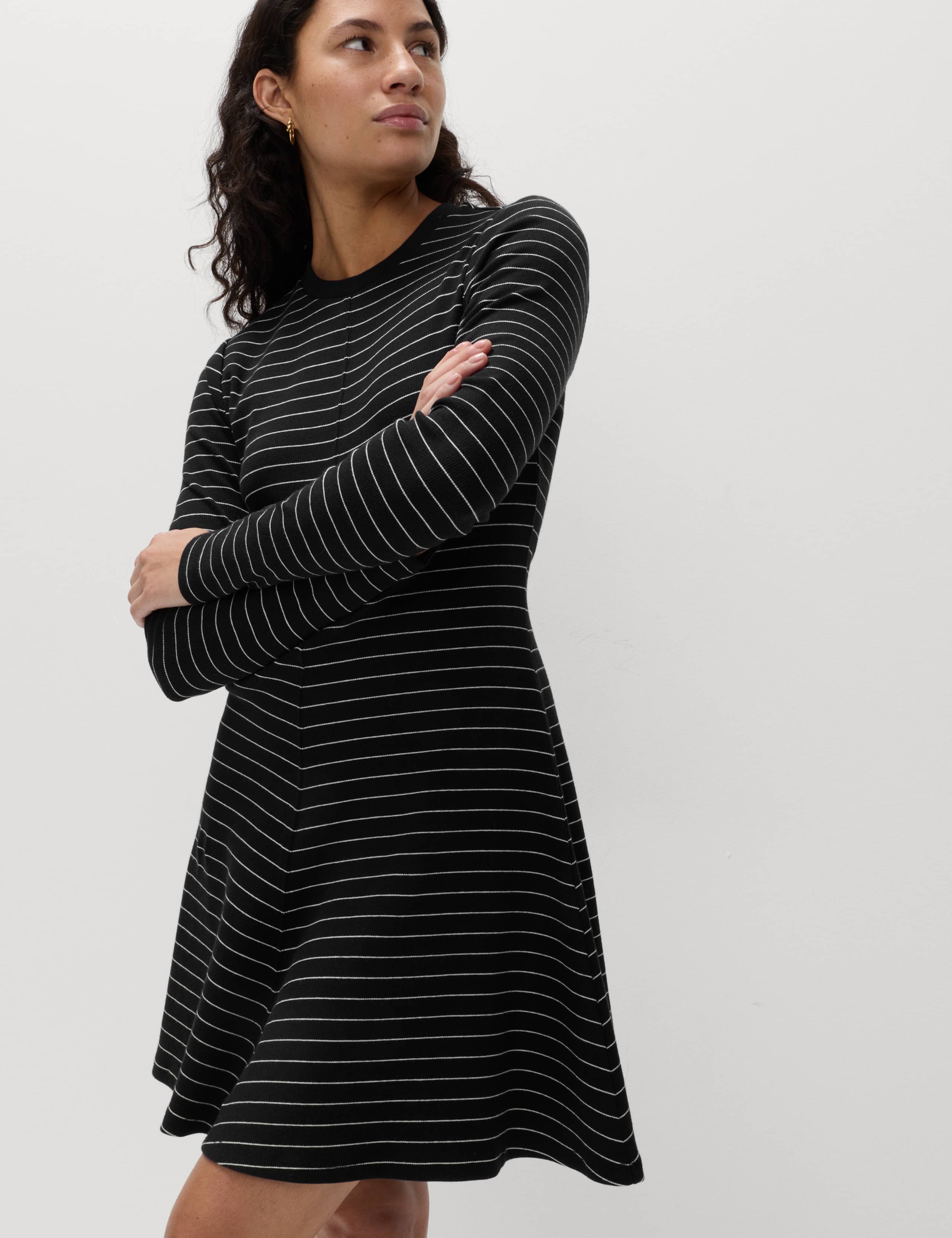 Cotton Rich Ribbed Mini Skater Dress 4 of 4