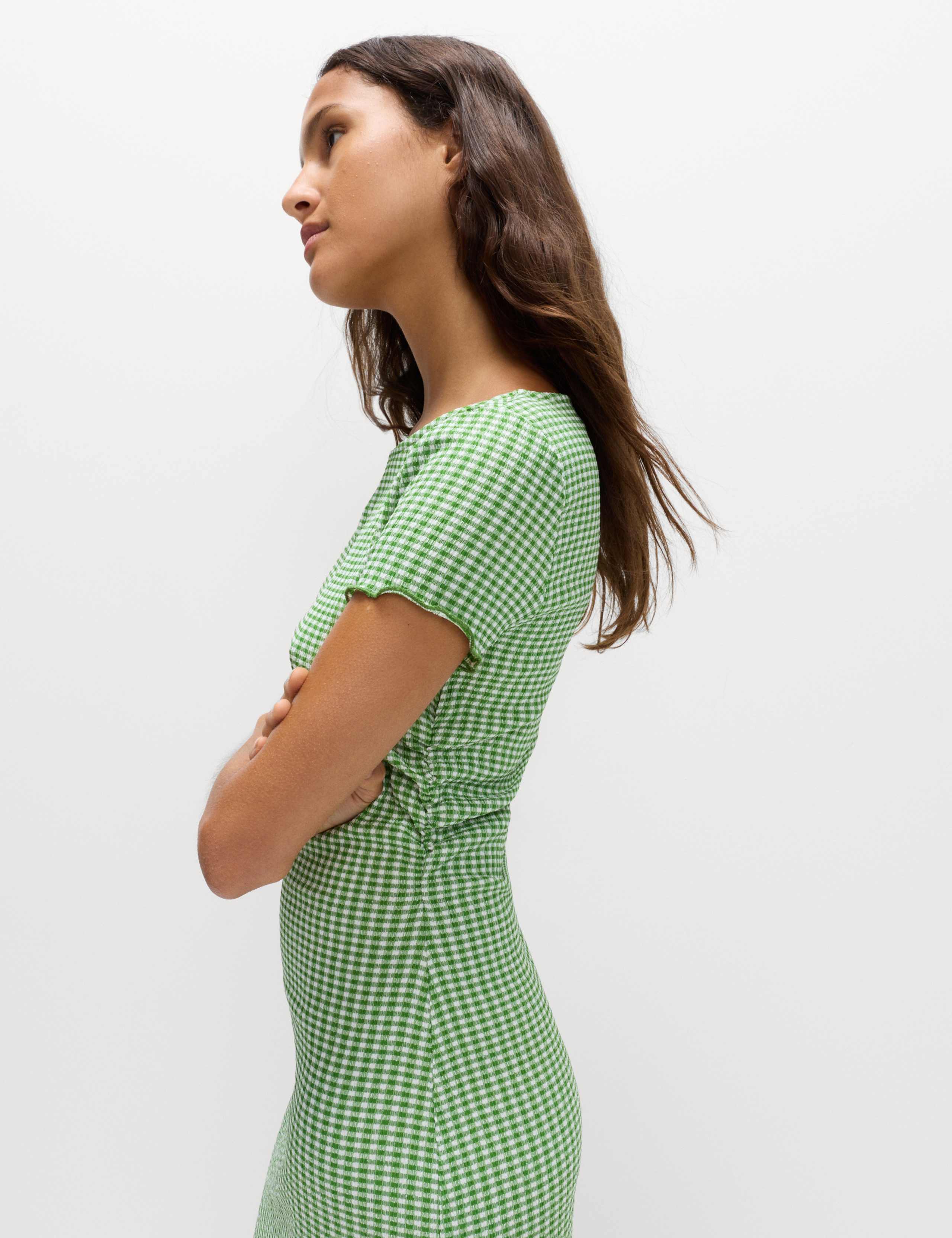 Textured Gingham Midi Column Dress 5 of 6