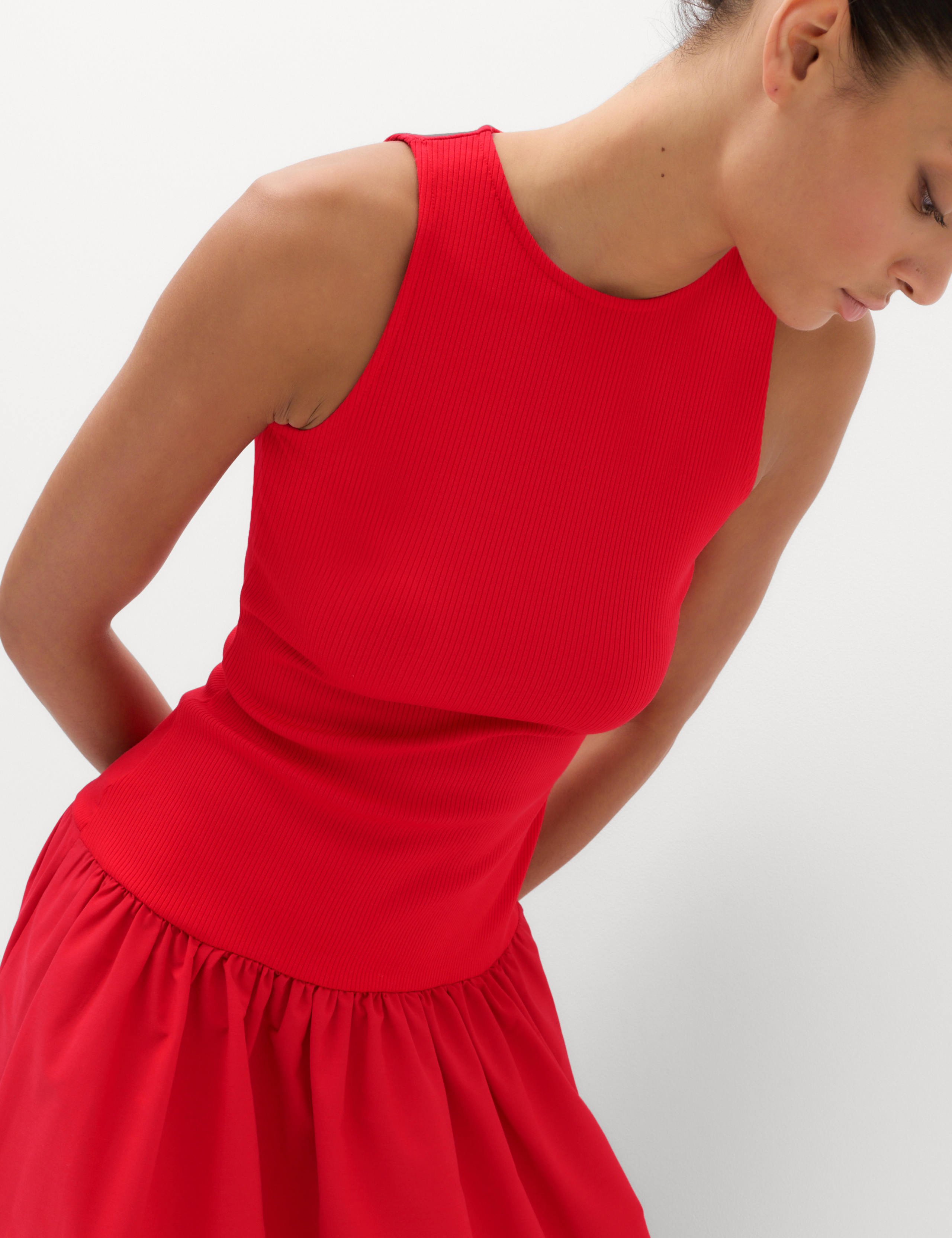Jersey Ribbed Midi Drop Waist Dress 4 of 6