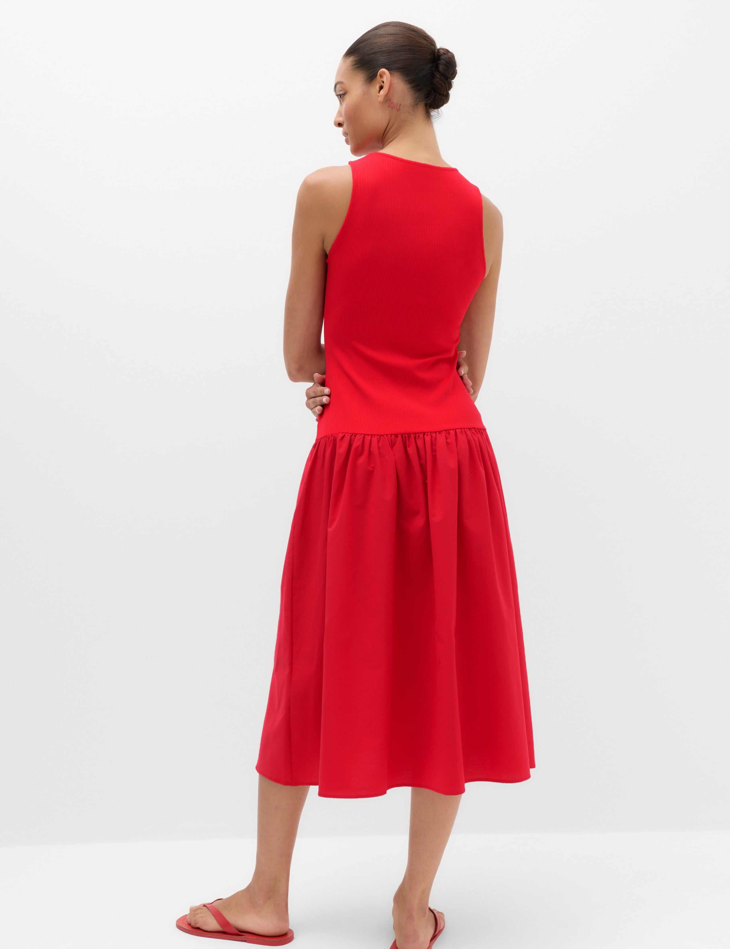 Jersey Ribbed Midi Drop Waist Dress 5 of 6
