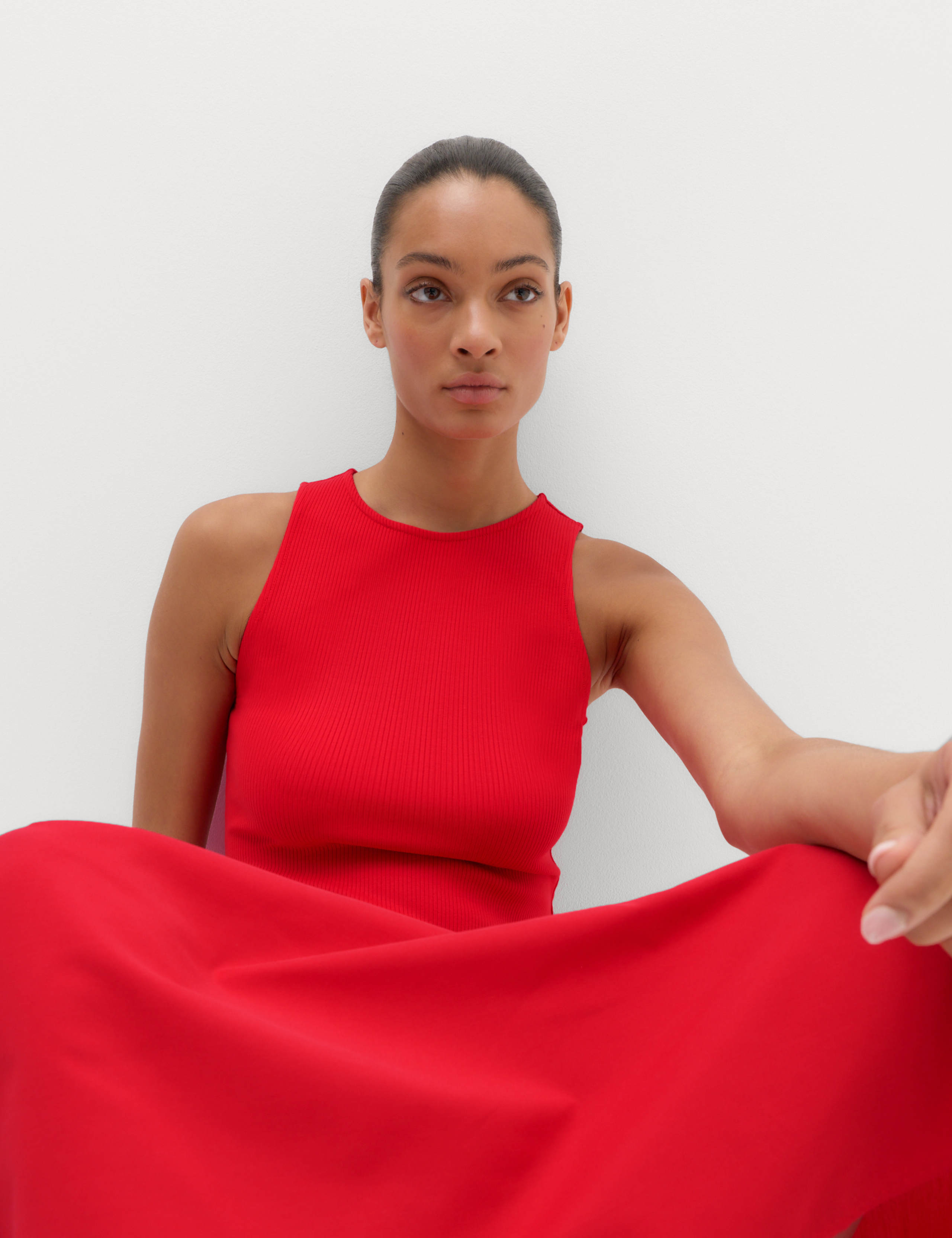 Jersey Ribbed Midi Drop Waist Dress 6 of 6