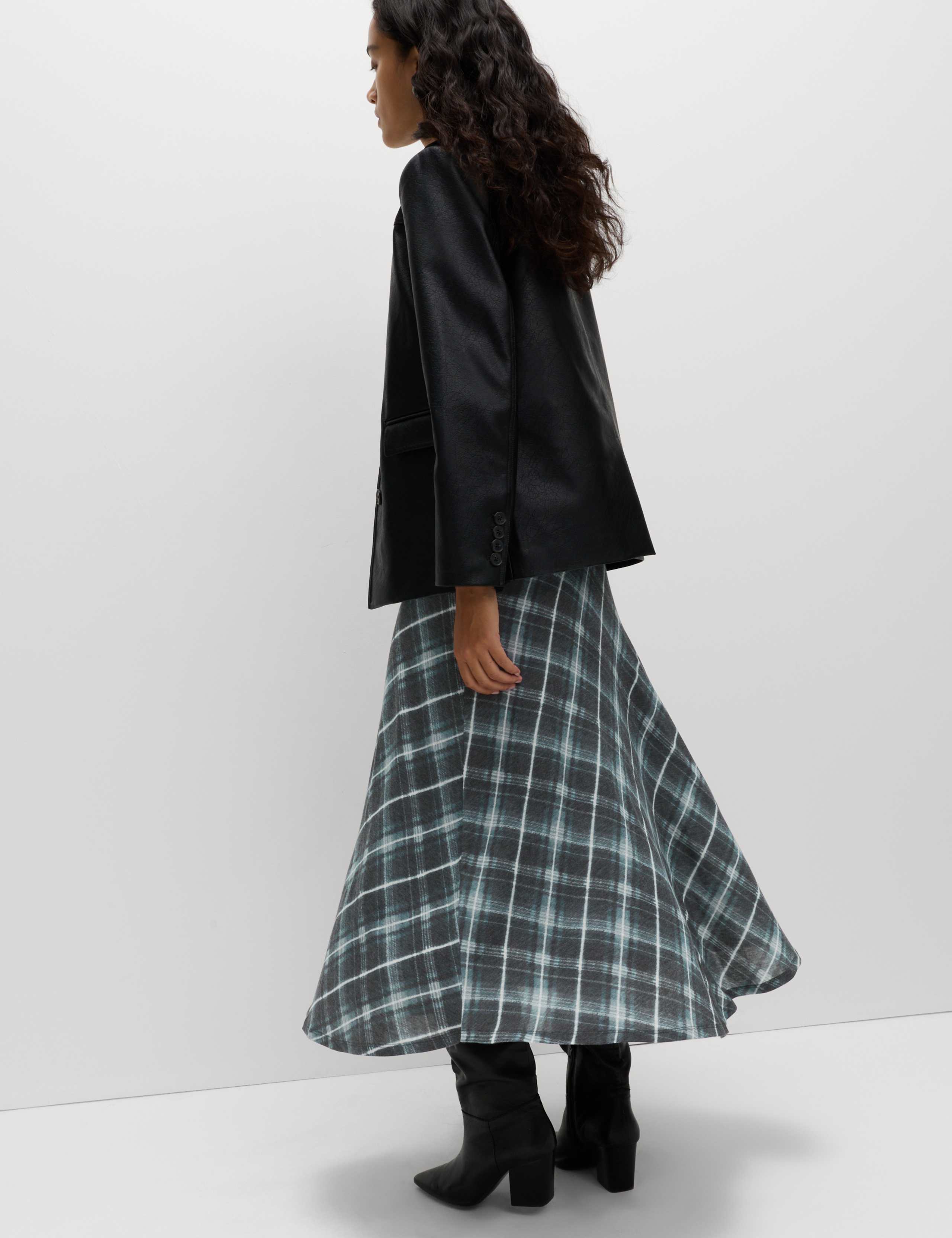 Lyocell Blend Midi A-Line Skirt with Wool 4 of 6