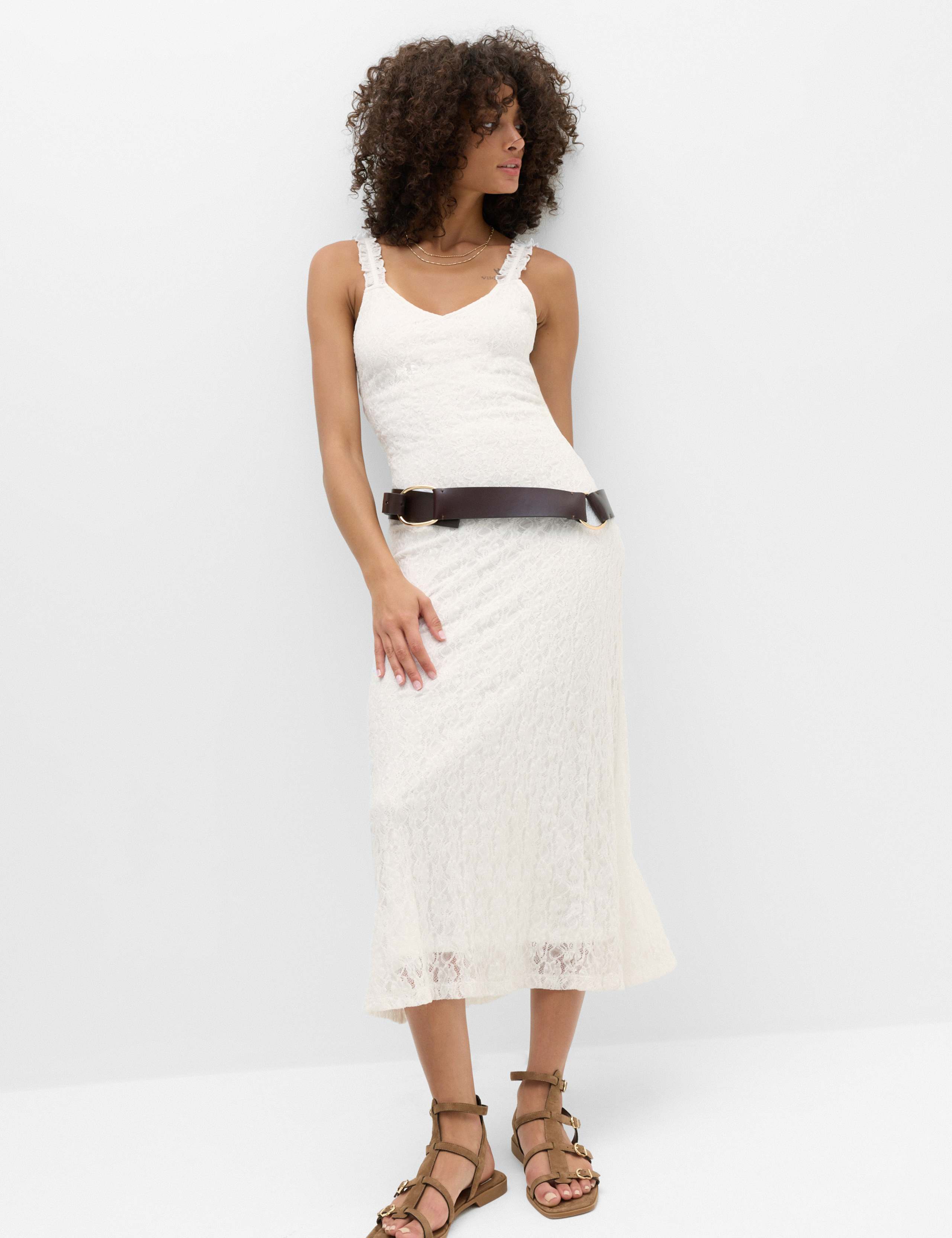Jersey Lace Trim Midi Bodycon Dress 5 of 6