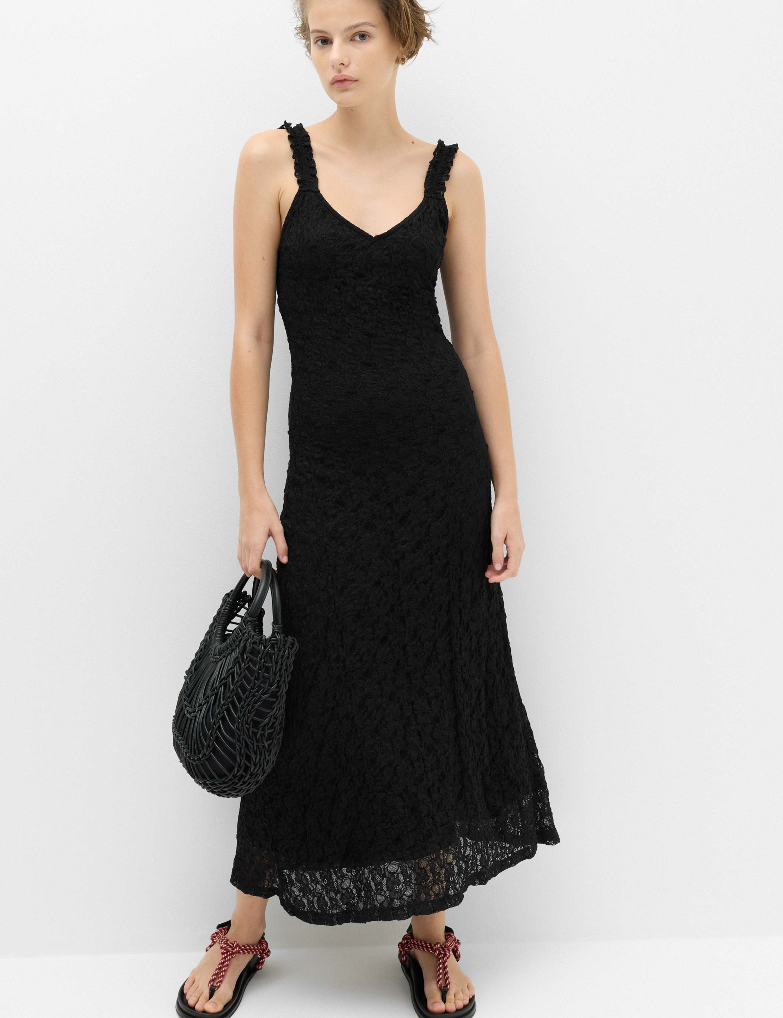 Jersey Lace Trim Midi Bodycon Dress 1 of 6