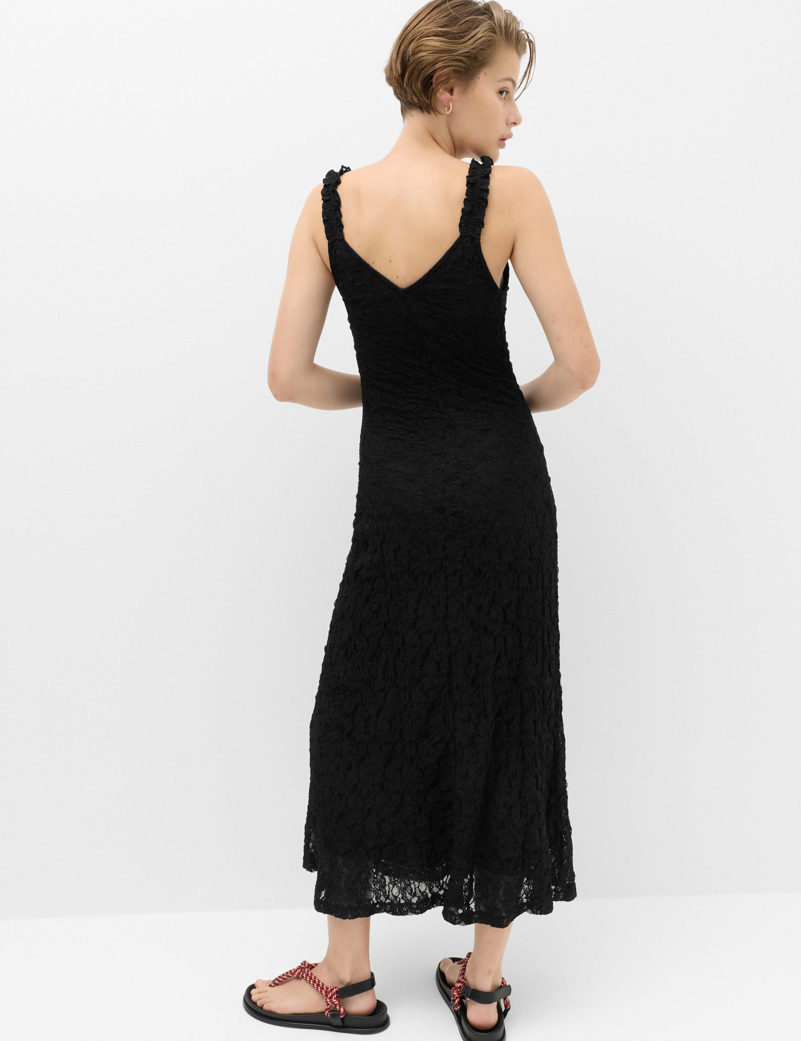 Jersey Lace Trim Midi Bodycon Dress 4 of 6