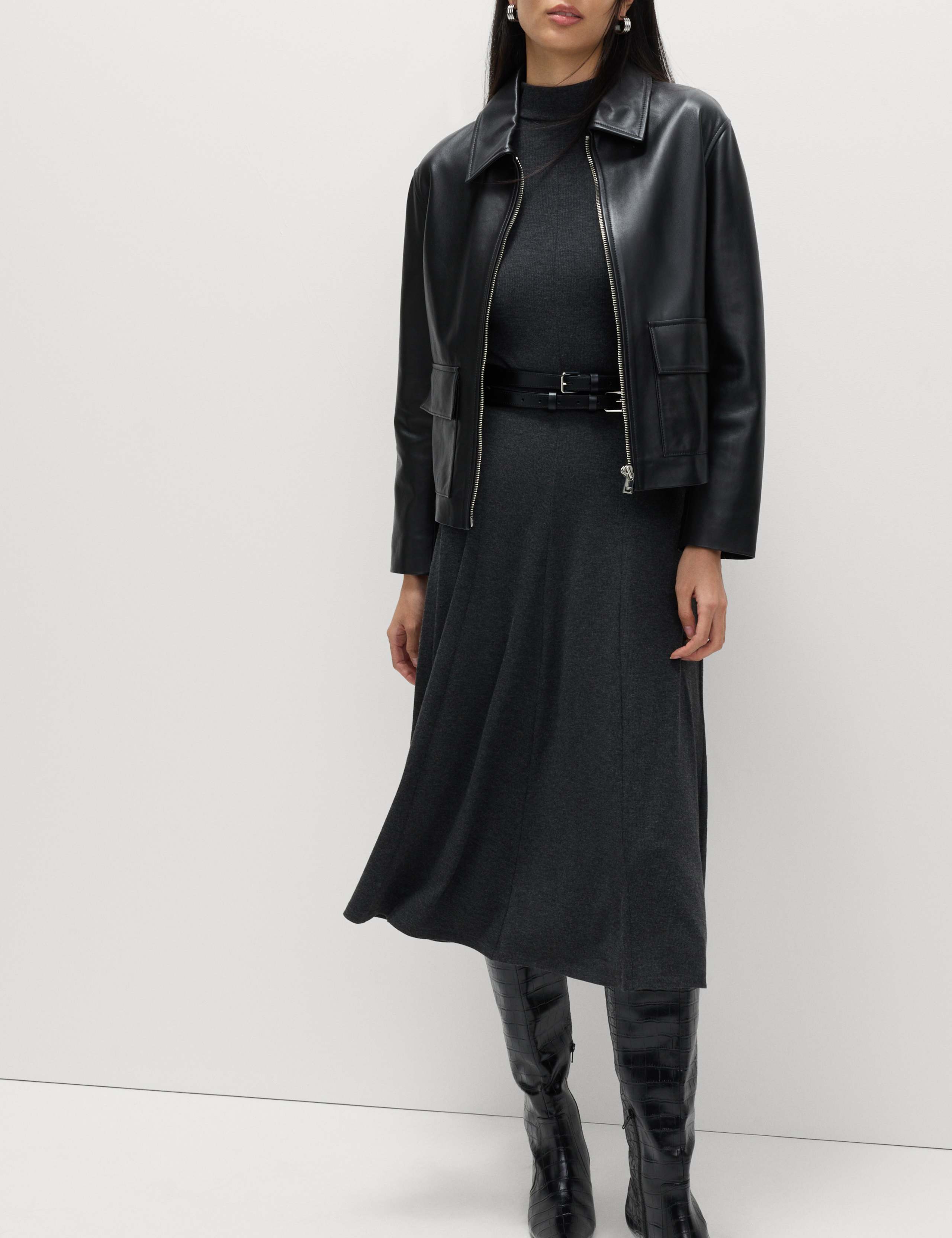 Jersey Ribbed Midi Column Dress 6 of 6