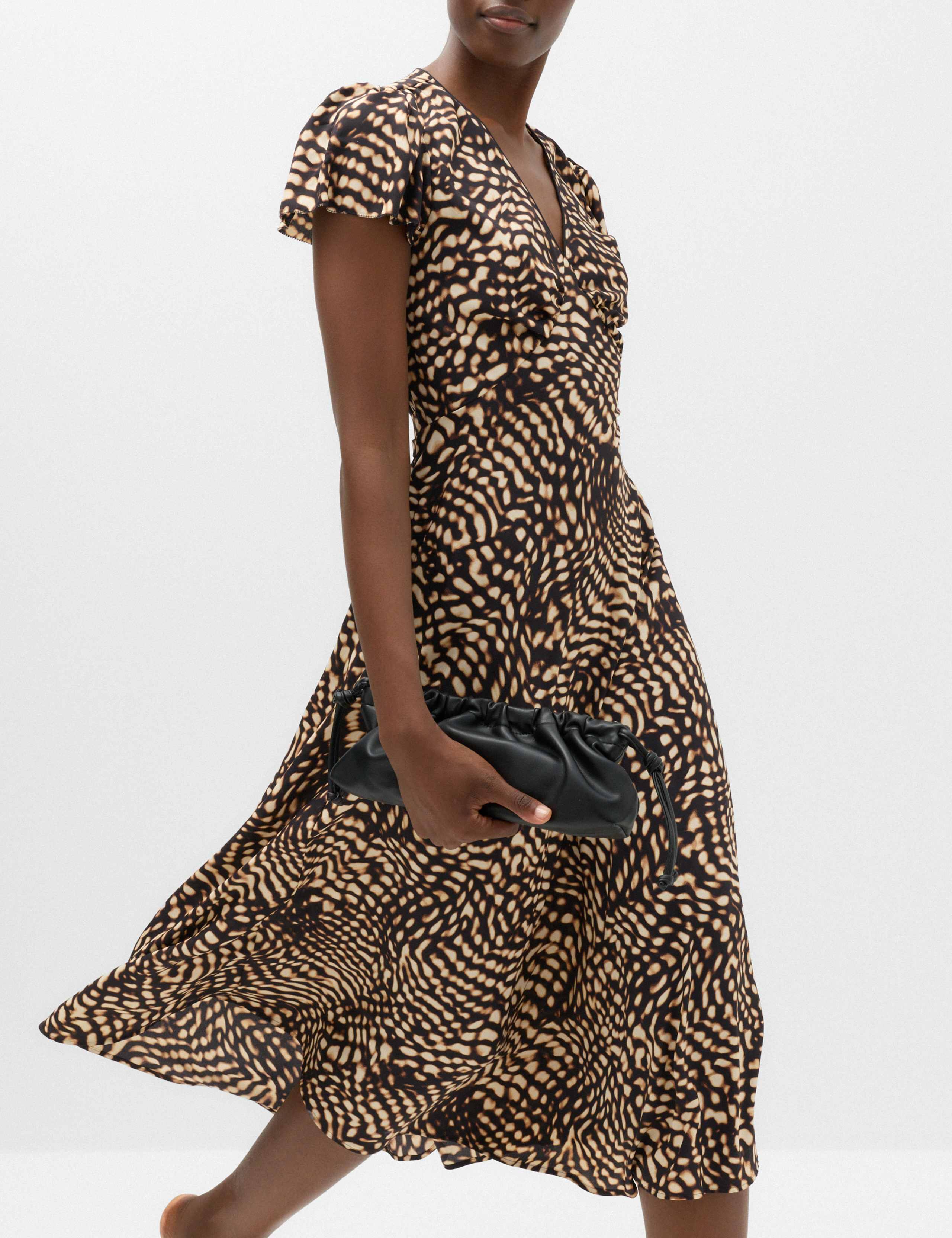 Animal Print V-Neck Midi Tea Dress 5 of 6