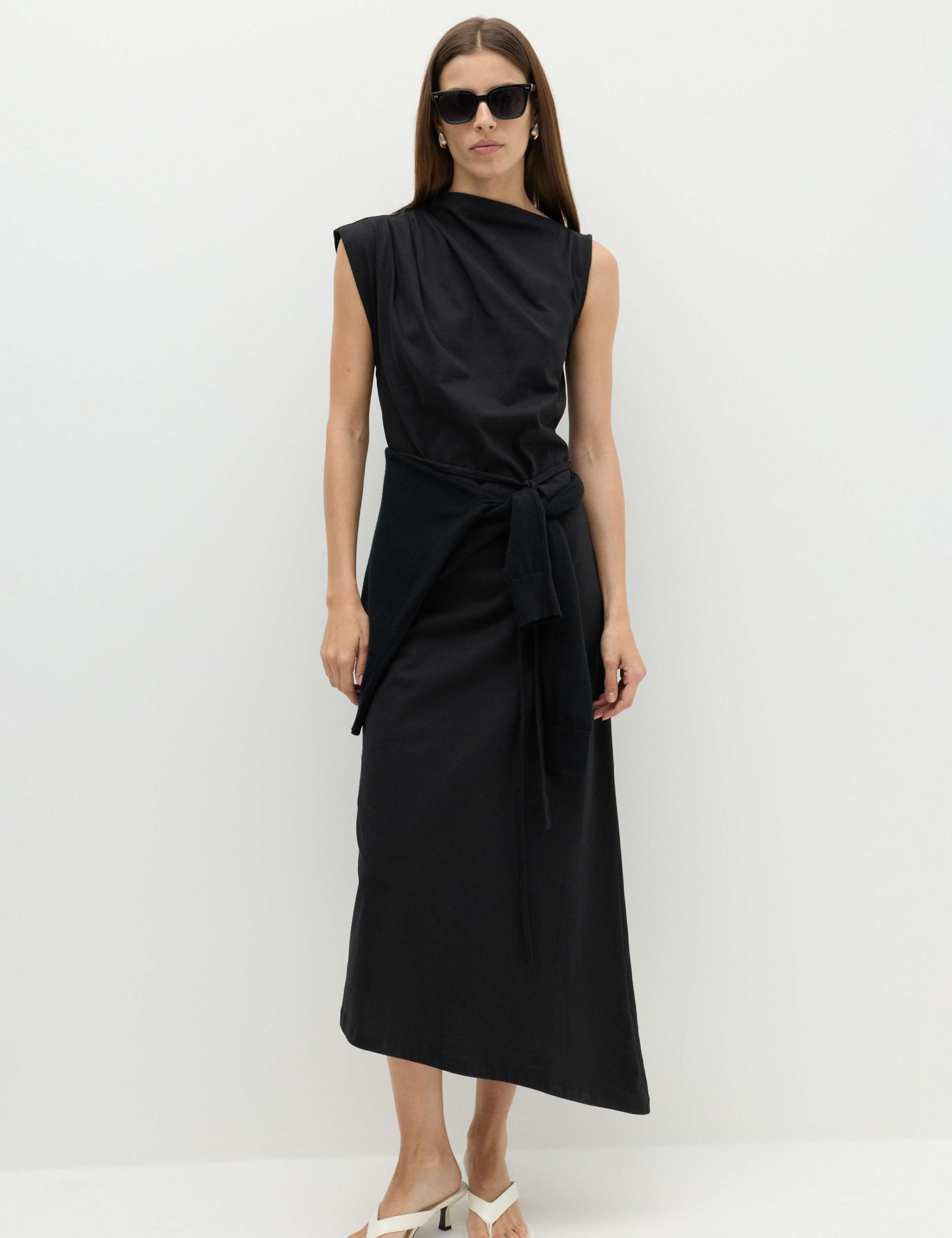 Pure Cotton Tie Waist Midi Column Dress 6 of 6