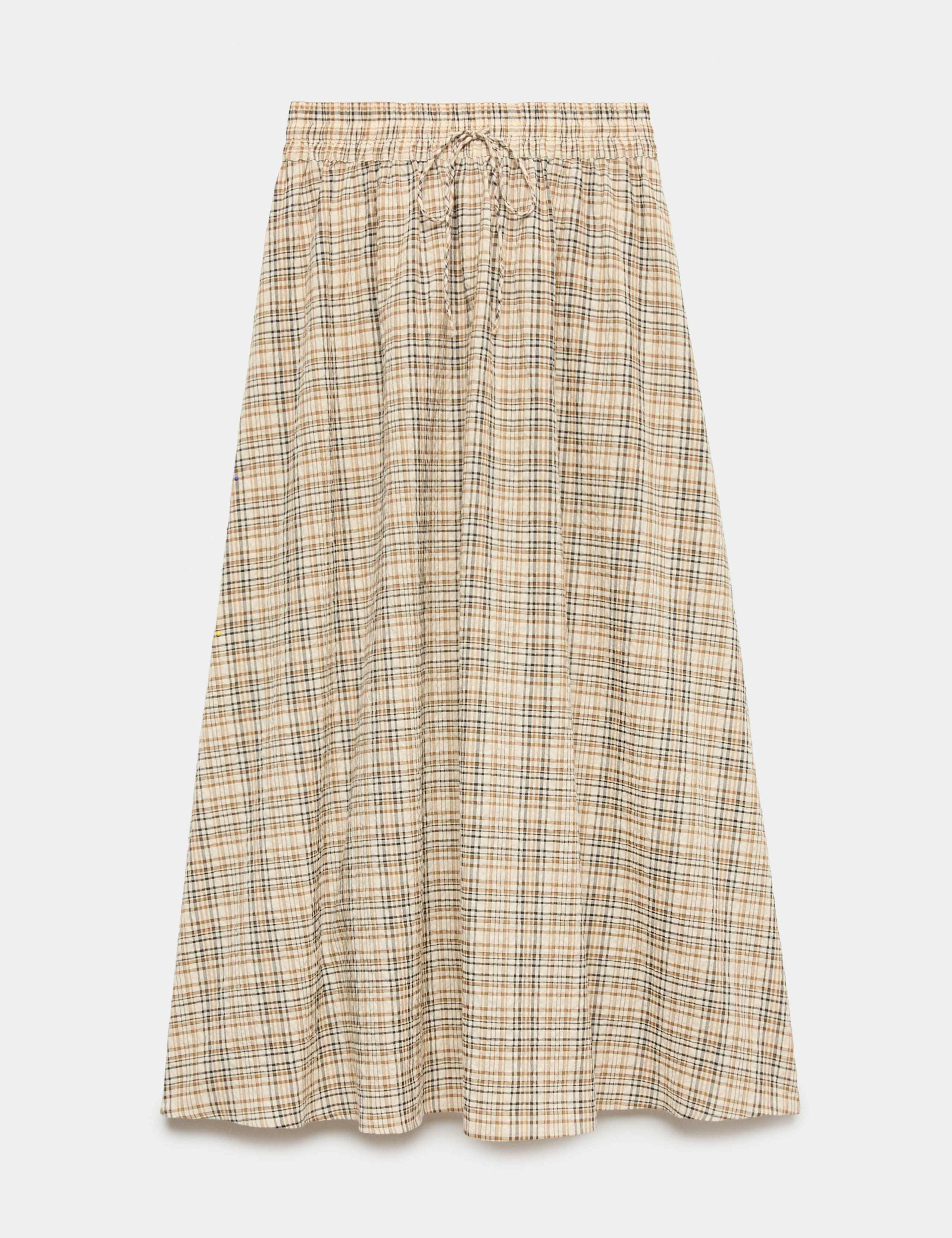 Cotton Rich Checked Midi A-Line Skirt 2 of 5