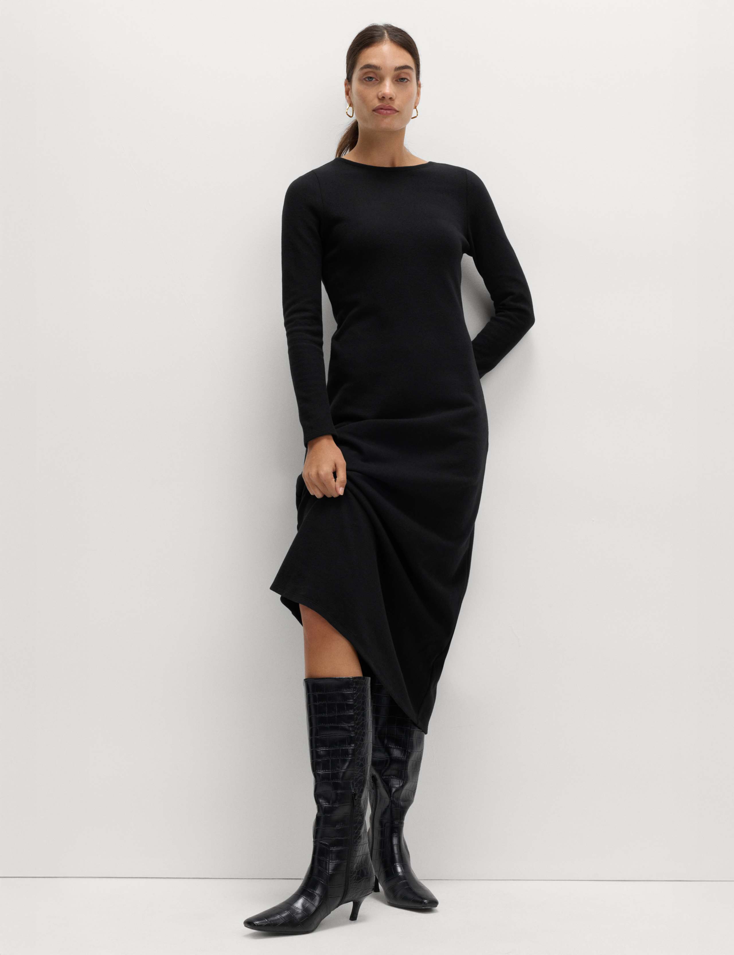 Cotton Rich Cosy Midi Column Dress 1 of 6