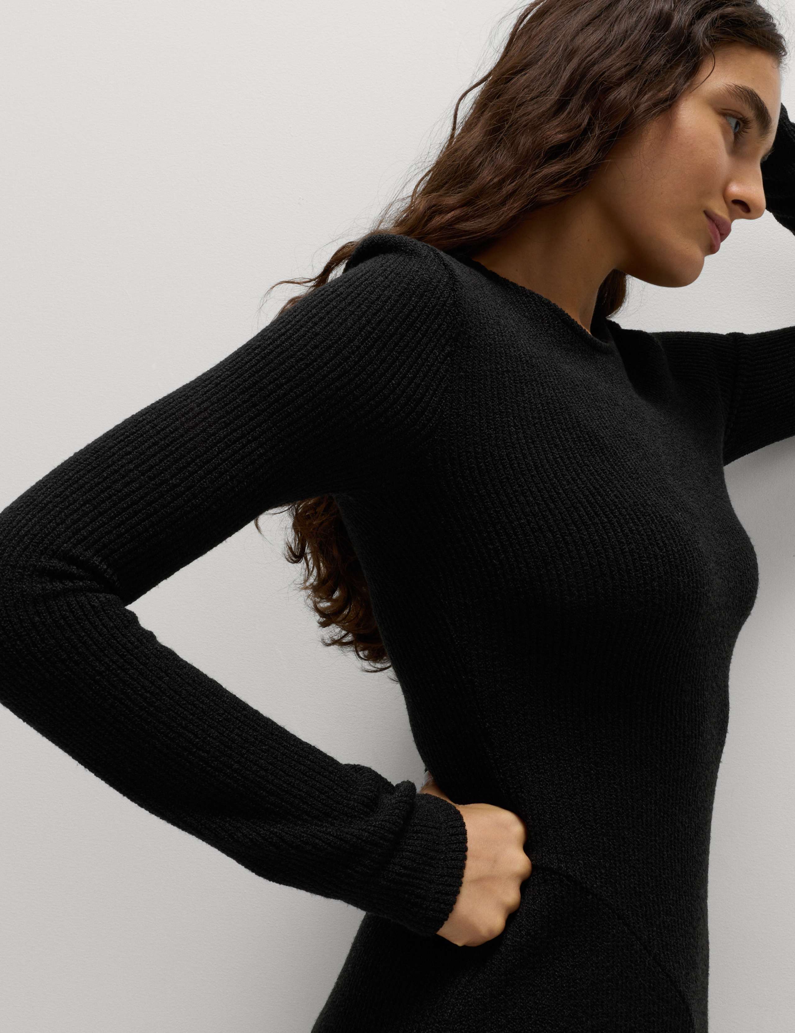 Knitted Crew Neck Midi Skater Dress 5 of 6