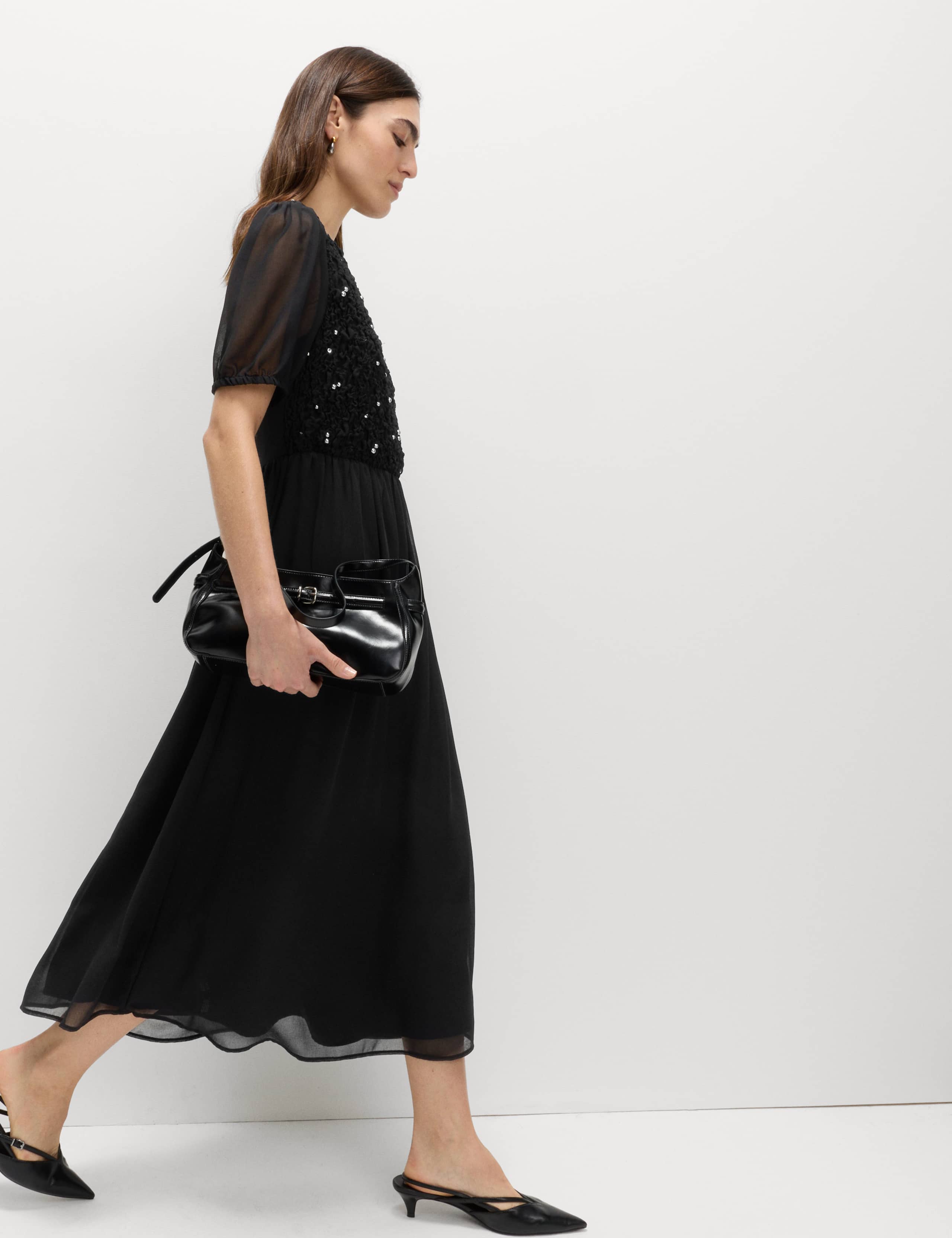 Georgette Beaded Midaxi Waisted Dress 3 of 7