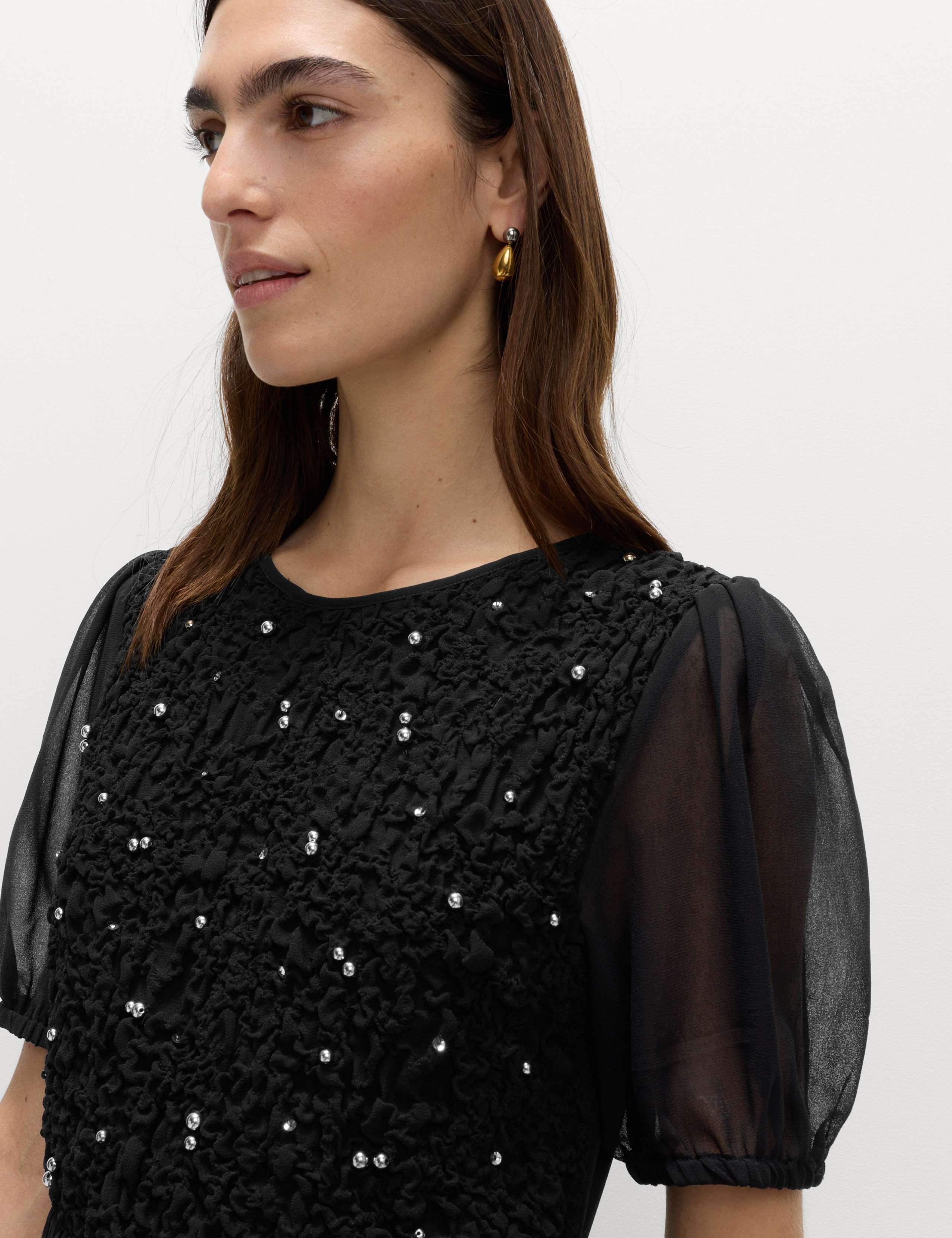 Georgette Beaded Midaxi Waisted Dress 4 of 7