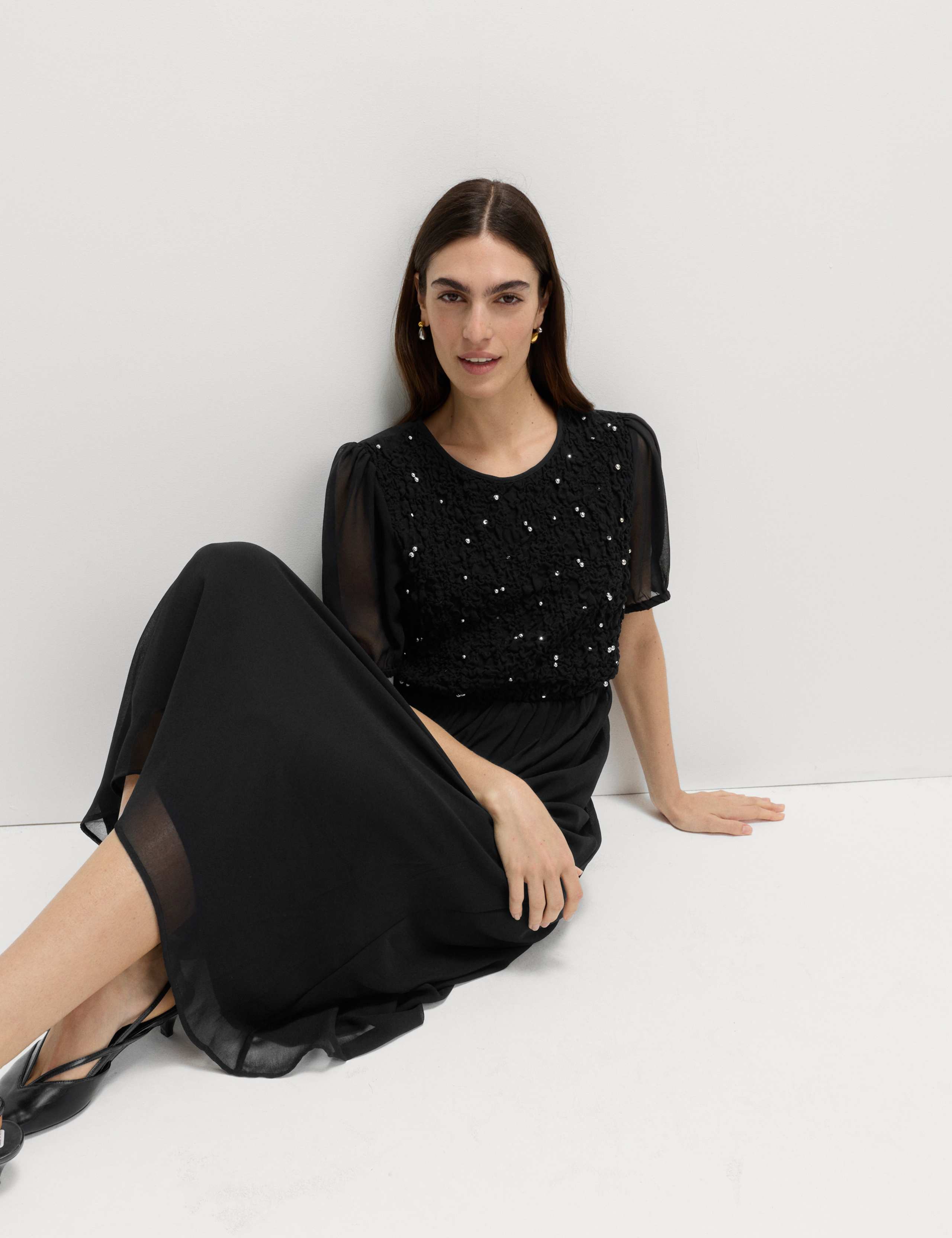 Georgette Beaded Midaxi Waisted Dress 5 of 7