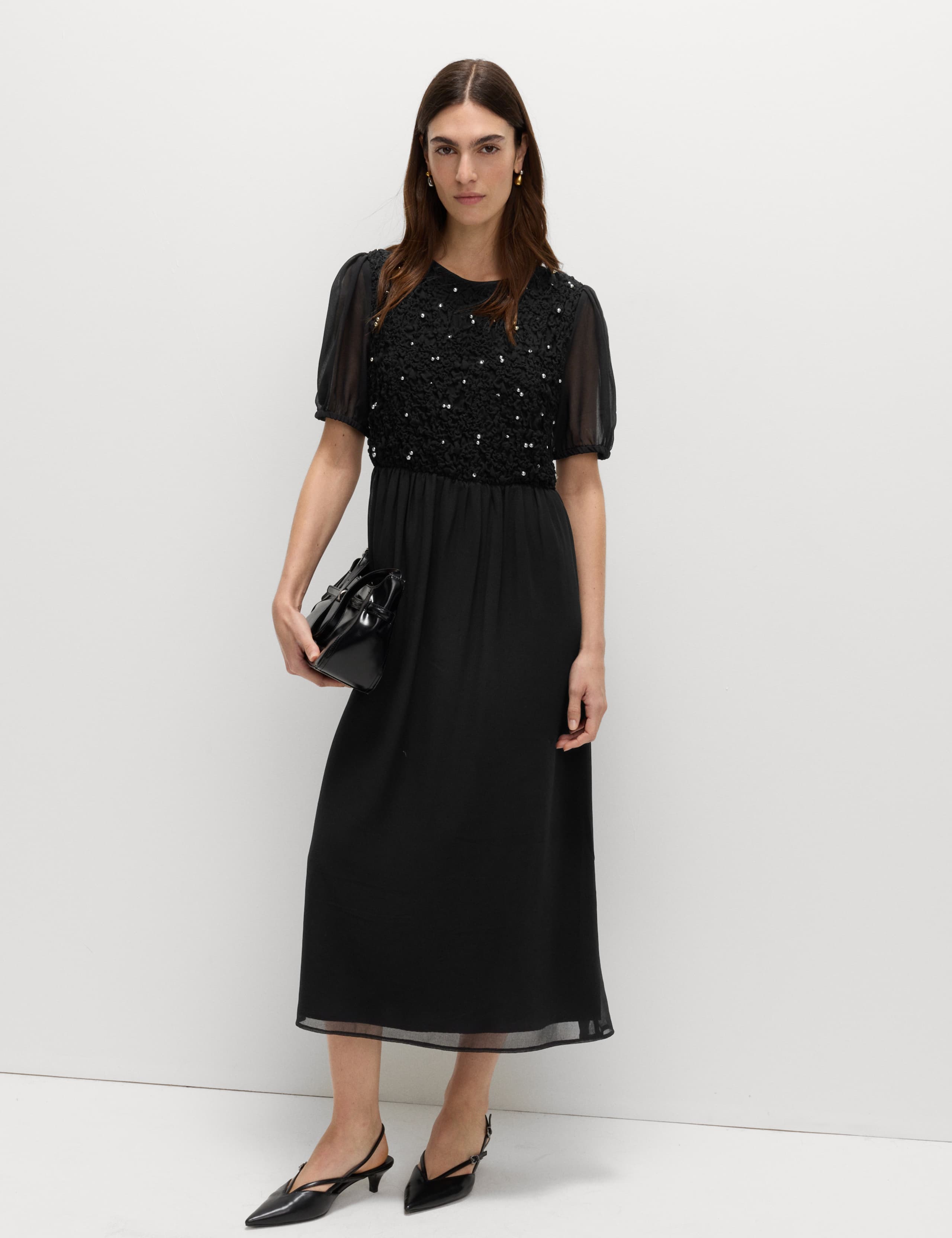 Georgette Beaded Midaxi Waisted Dress 7 of 7