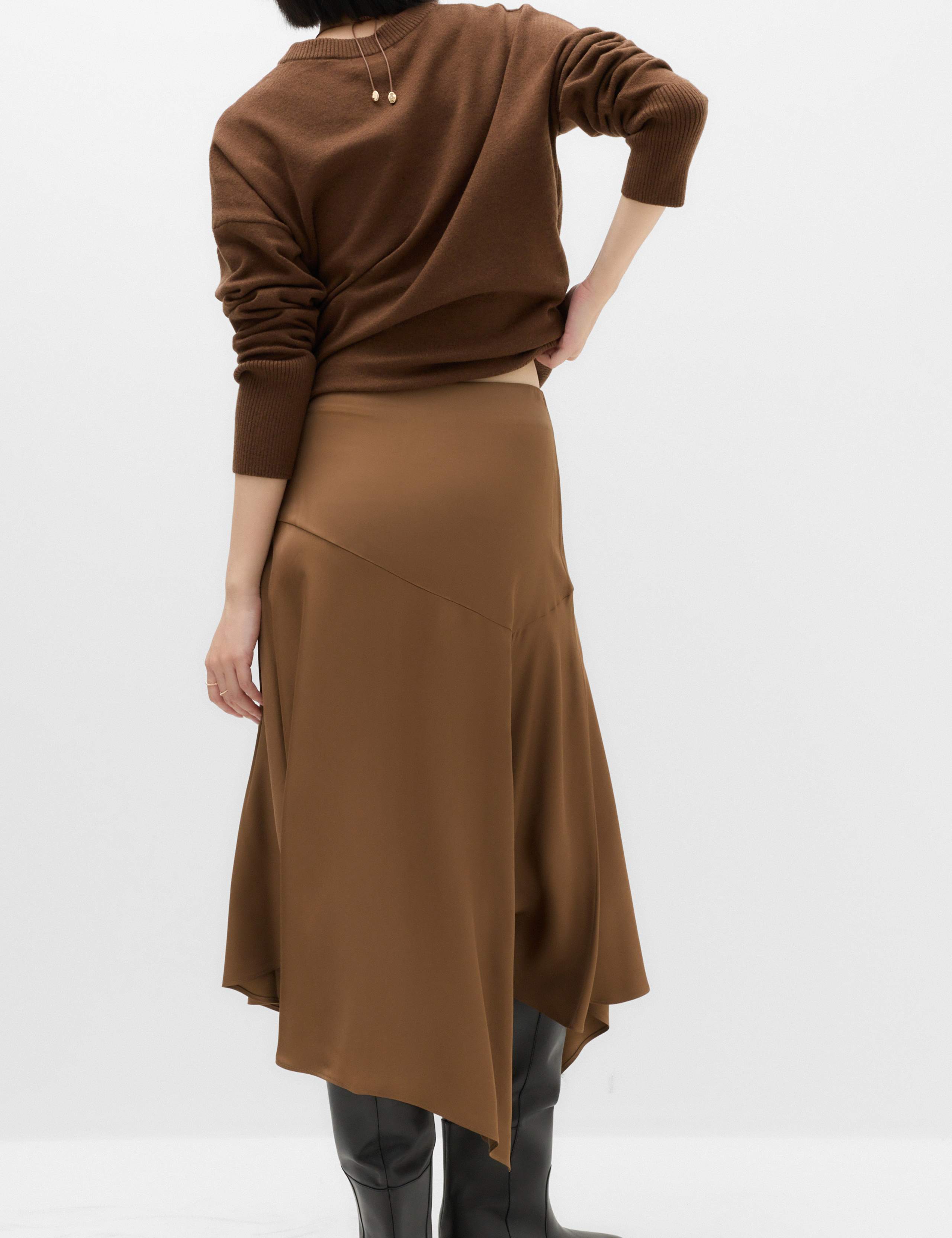 Satin Midi Asymmetric Skirt 4 of 7